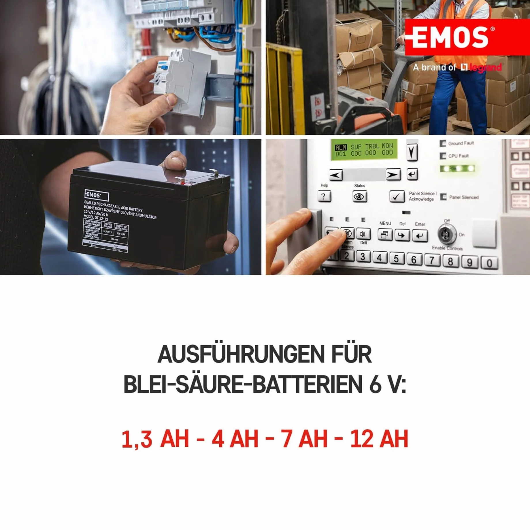 EMOS B9659 Akumulator ołowiowy 6V 7 Ah do systemów alarmowych UPS