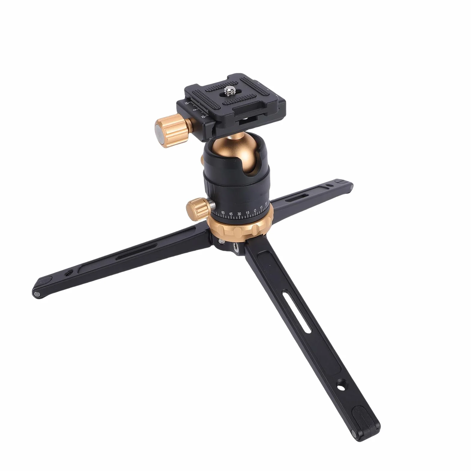 Fabater Mini Statyw, Statyw Stacjonarny z regulacją Wysokości i płytką Szybkiego Uwalniania z głowicą kulową 360° do Vlogowania z kamerą sportową DSLR (GOLD)