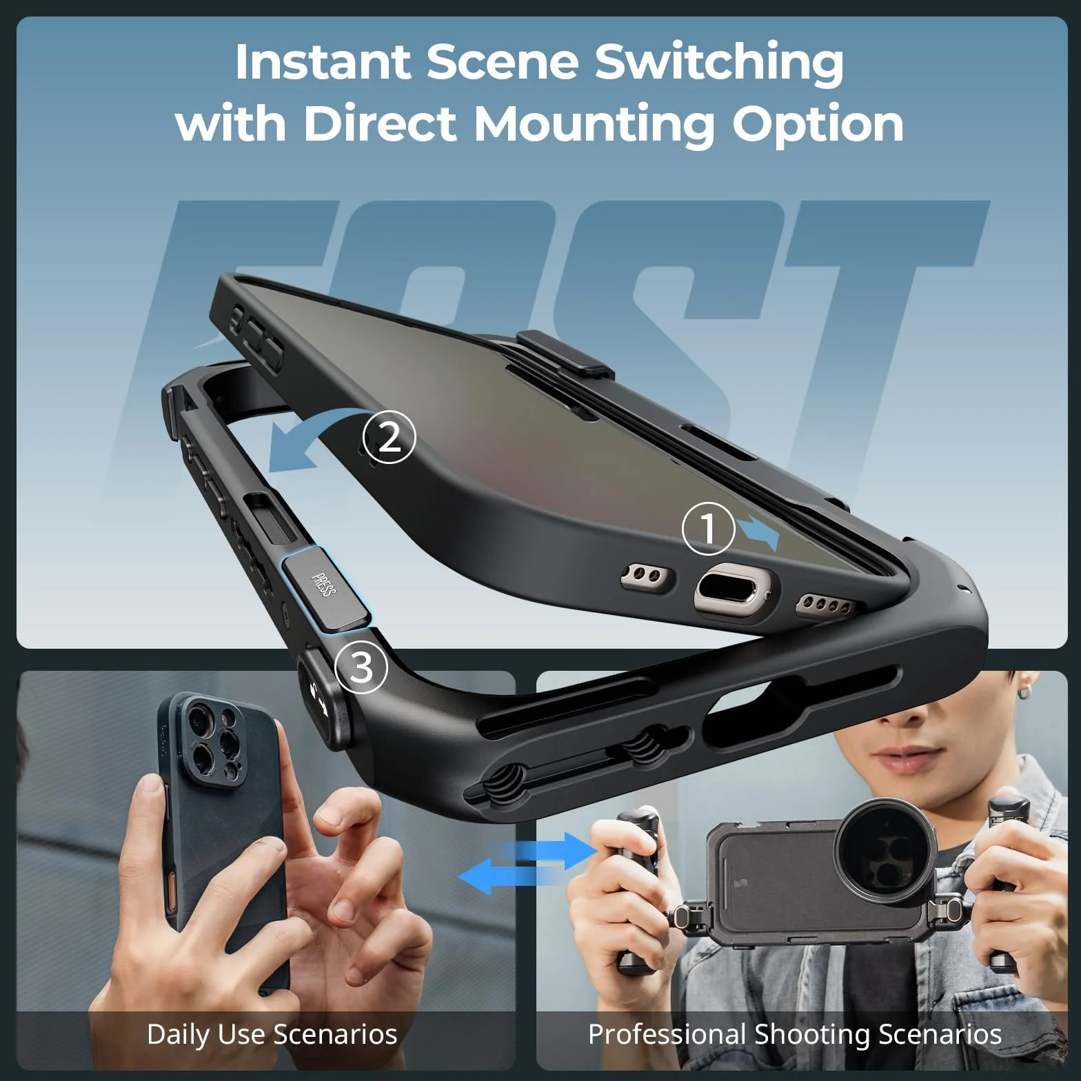 SMALLRIG Mobile Video Cage dla iPhone'a 16 Pro Max, Phone Cage z etui na telefon z tylną płytą obiektywu z mocowaniem T, obsługa MagSafe, zestaw wideo z szybkim zwalnianiem do nagrywania - 4827