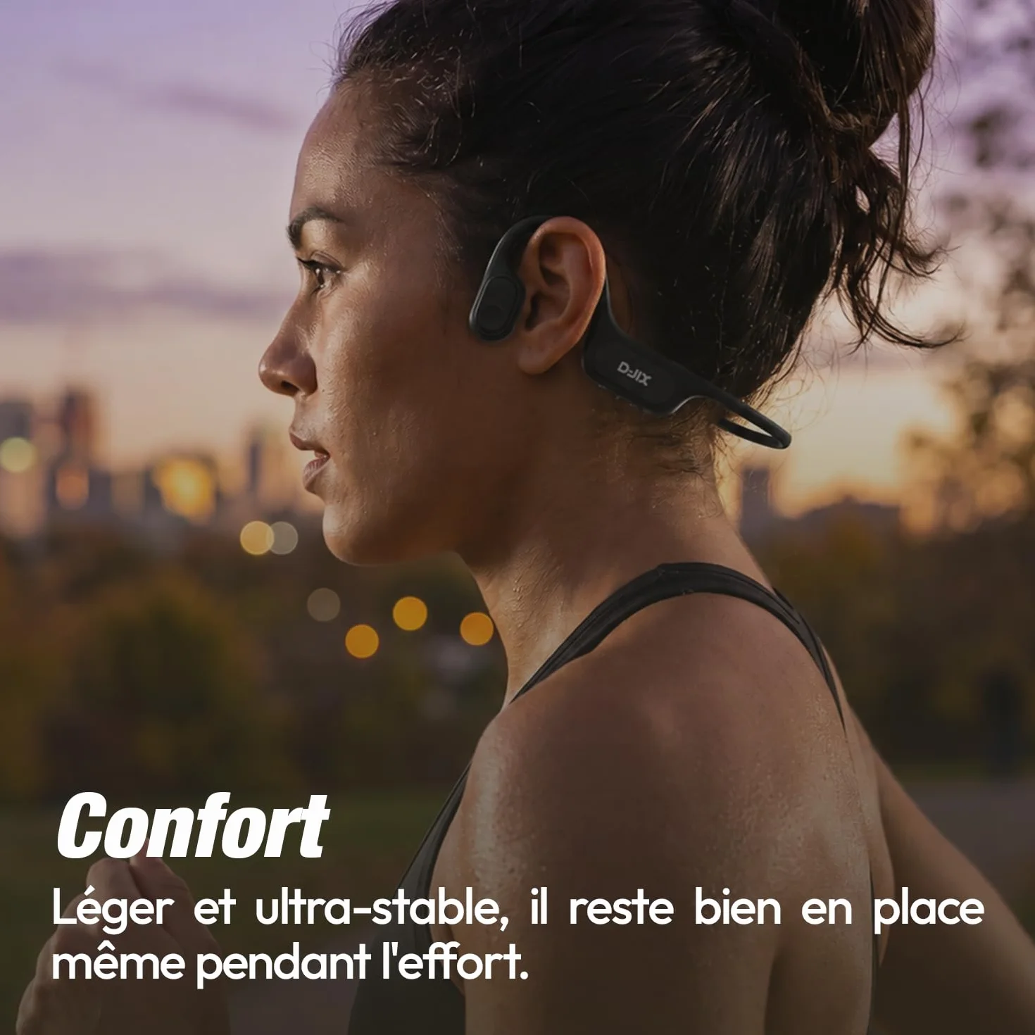 D-JIX Triton 600 Słuchawki Bluetooth 6.0 & MP3 32 GB, wodoodporne, IP68, autonomia, szybkie ładowanie, wbudowany mikrofon, idealny do uprawiania sportu i pracy, czarny