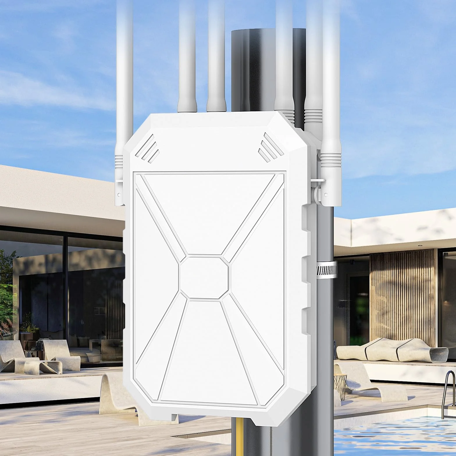 AX1800 Wzmacniacz WiFi 6 zewnętrzny, odporny na warunki atmosferyczne IP67, pasywny PoE, odpowiedni do użytku na podwórku