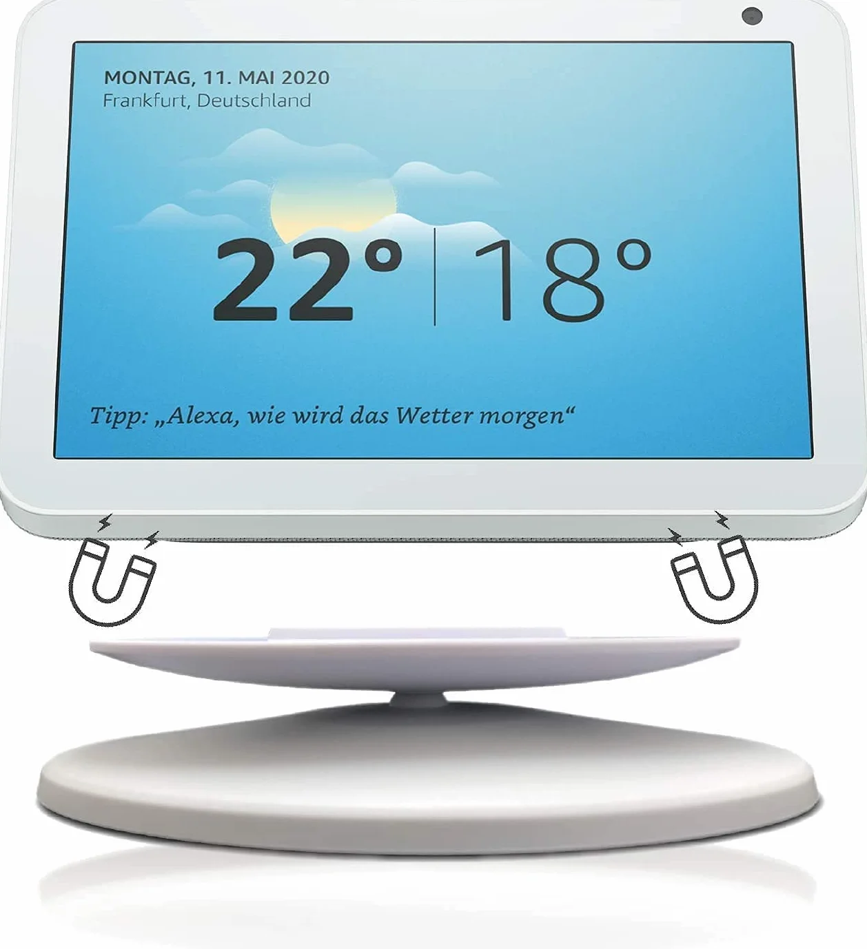 Sintron Regulowany stojak na wyświetlacz Smart Display do Show 5 & Show 8 (1. generacja), magnetyczny uchwyt do show 8 & Show 5 z obrotem o 360 stopni, funkcja nachylenia i antypoślizgowa podstawa (biały)