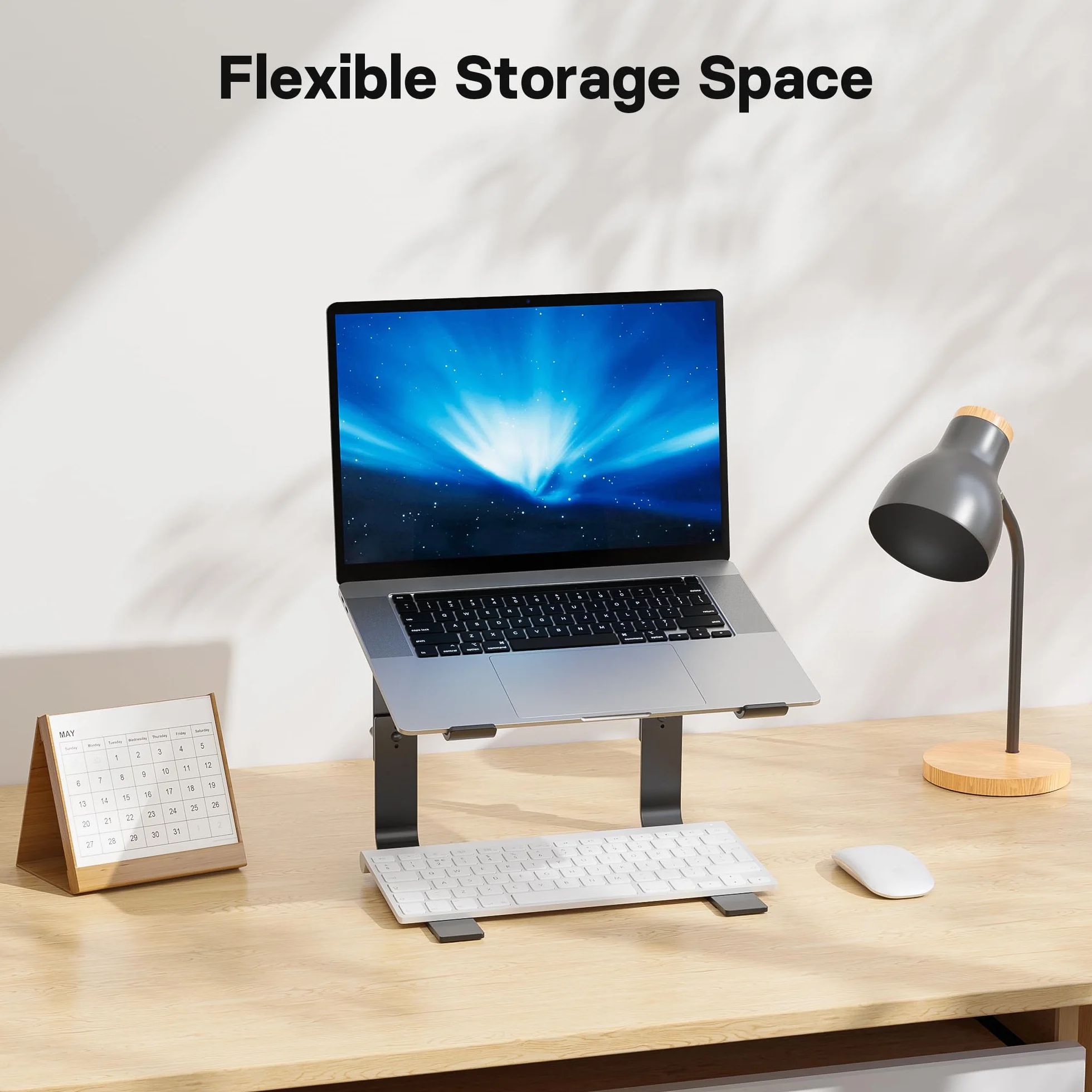 BONTEC Stojak na Laptopa 10-17", Regulowana Wysokość 125-165mm, Ergonomiczny Uchwyt, Odprowadzanie Ciepła