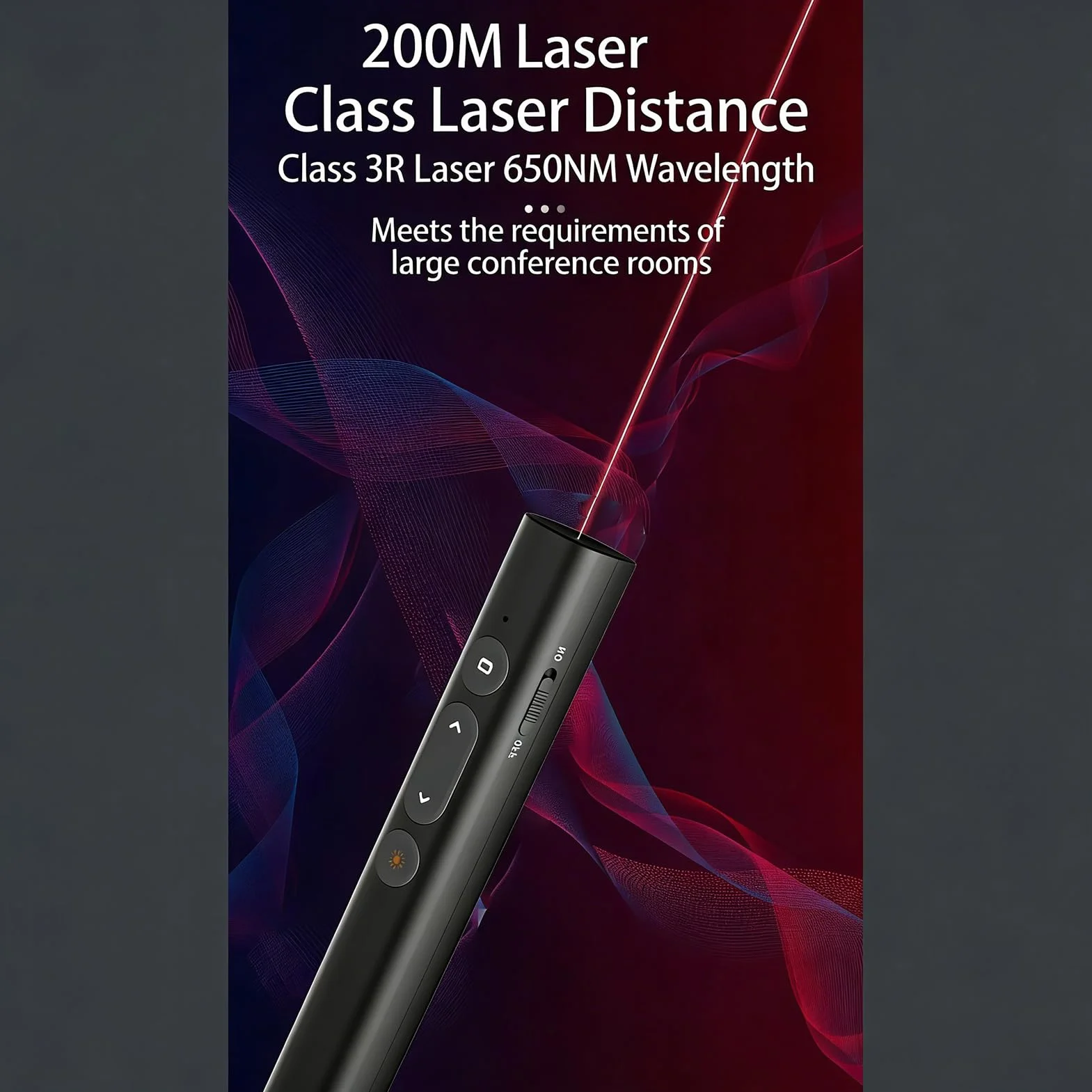Tosuny Bezprzewodowy Pilot do Prezentacji 2,4 GHz, Czerwony Wskaźnik Laserowy 30 m z Odbiornikiem USB