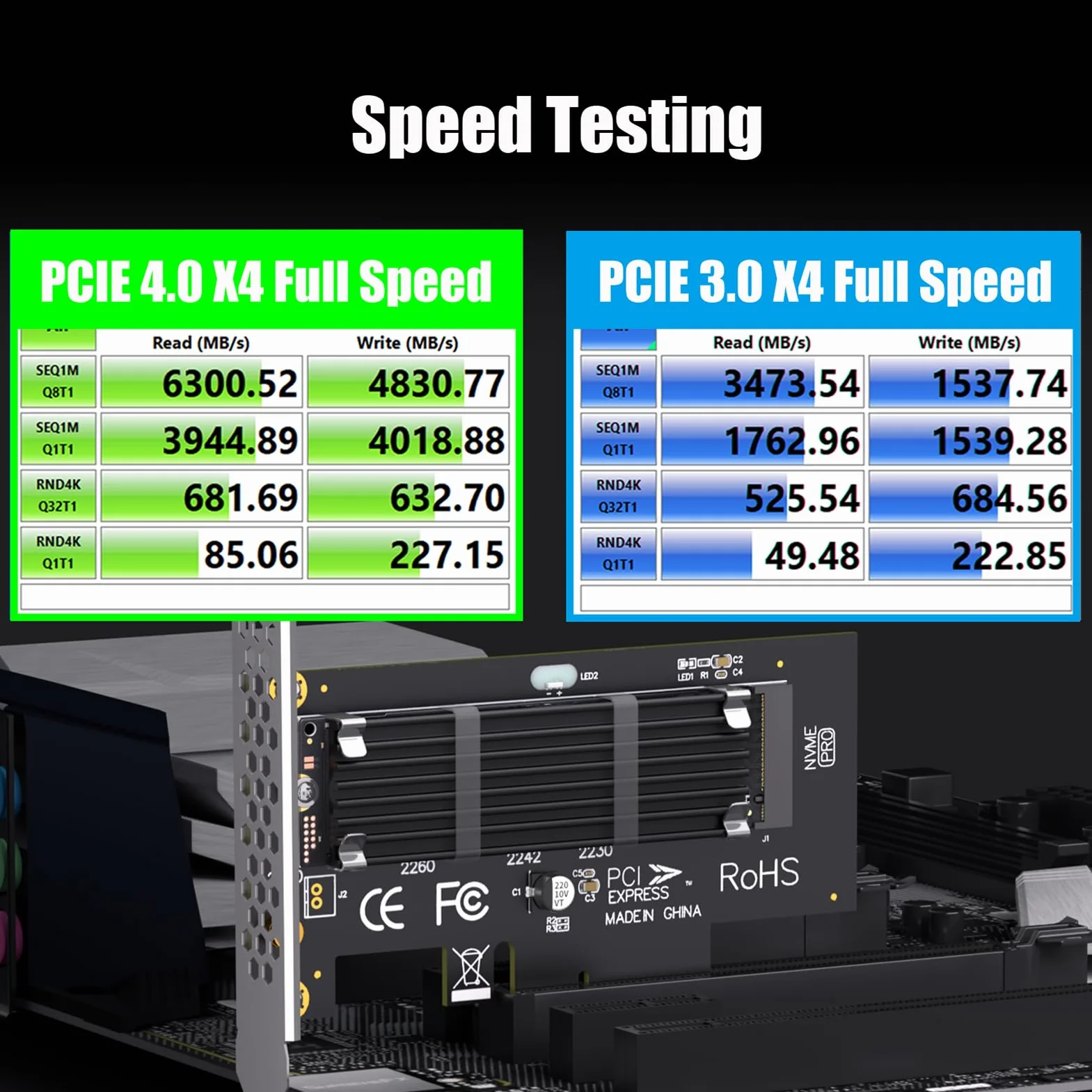 GLOTRENDS PA09-HS Adapter M.2 NVMe na PCIe 4.0 X4 z Radiatorem dla dysków 2280/2260/2242/2230 SSD M.2 NVMe