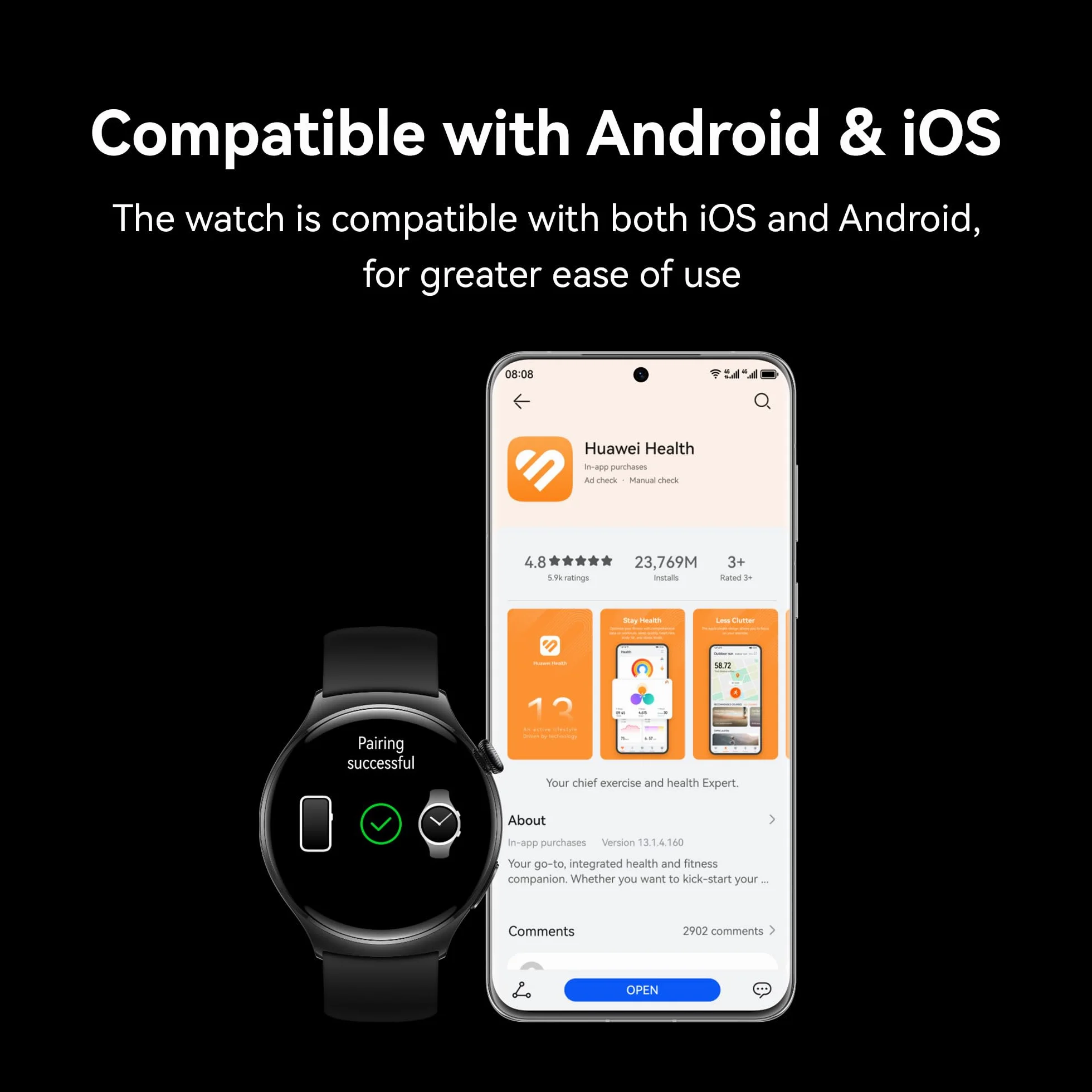 Huawei Watch 4 Smartwatch, Czarny, 32GB