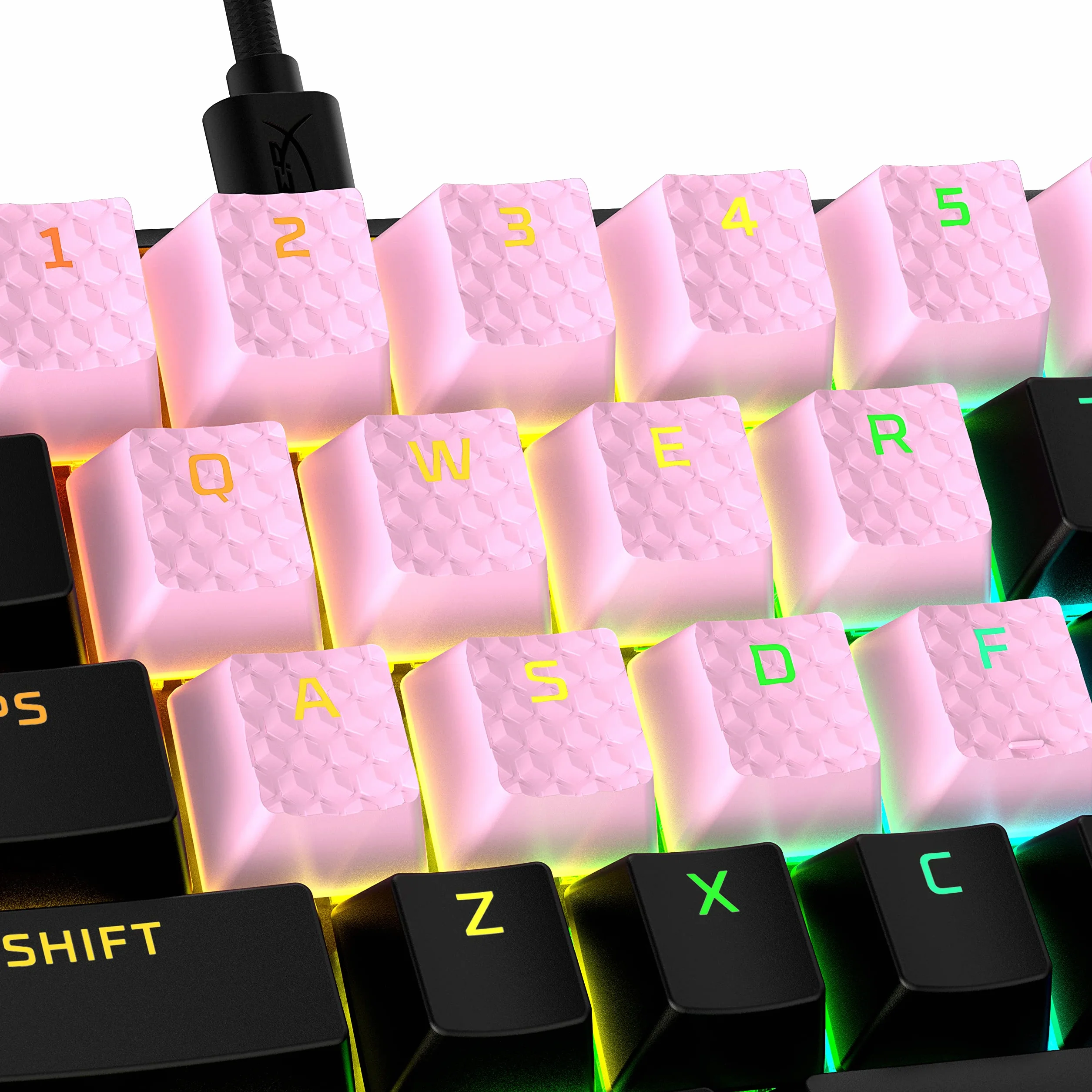 HyperX Gumowe nasadki na klawisze – zestaw akcesoriów do gier, 19 kluczy, układ angielski (US), różowy