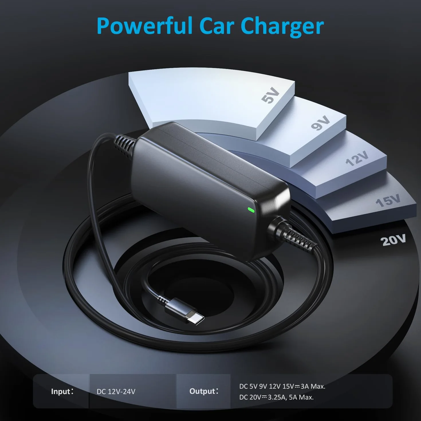 Zolt Ładowarka samochodowa USB C, 100 W, adapter 12-24 V DC do Lenovo Thinkpad HP Spectre Dell XPS Acer Asus Chromebook Samsung Macbook Pro Air Huawei Matebook