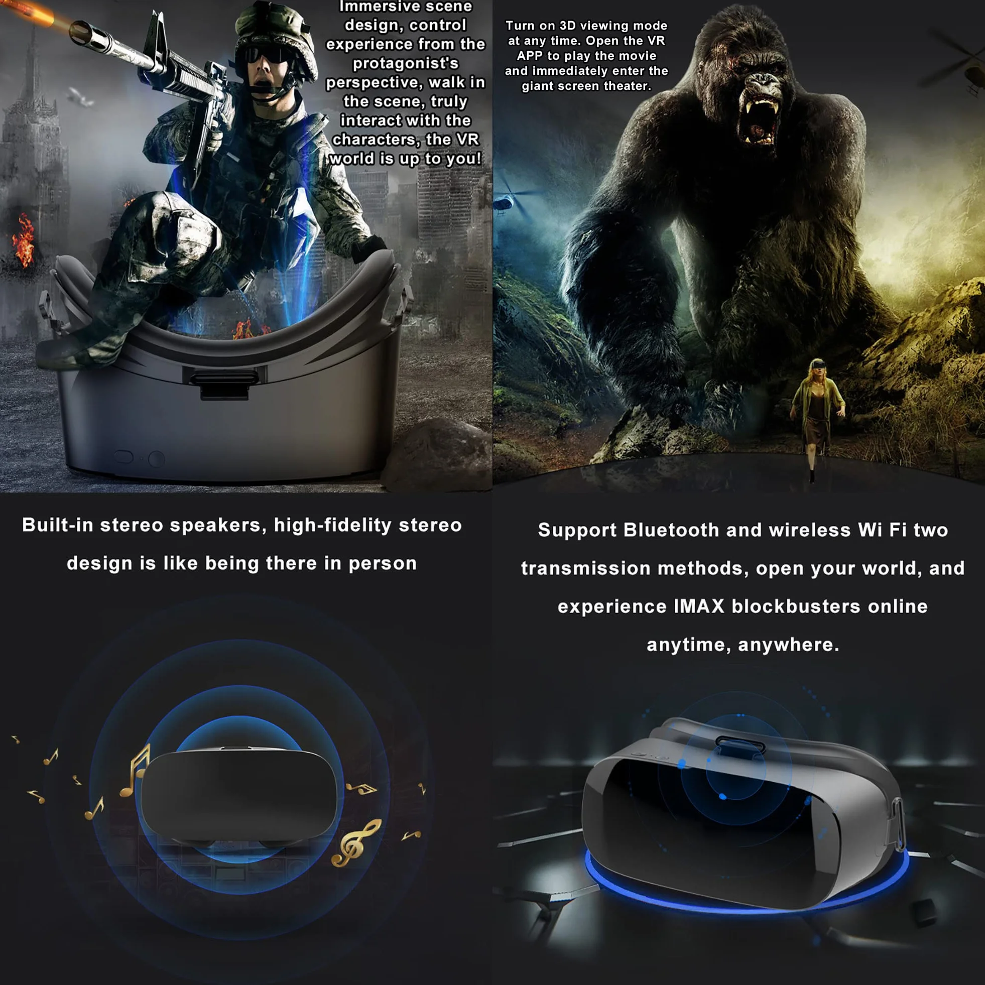Maszyna All-in-one Do Wirtualnej Rzeczywistości VR, Okulary HD 3D Do Wirtualnej Rzeczywistości, 2G RAM + 16G ROM, Z 9-osiową Somatosensorią, Bluetooth, Podwójna Transmisja WiFi, Wideo/filmu/gry
