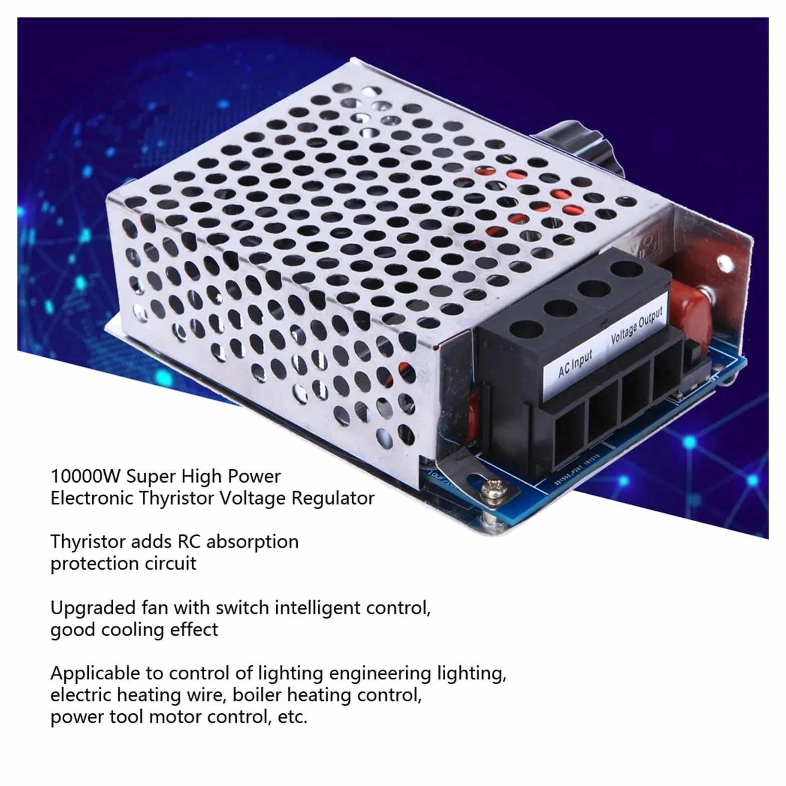 Sterownik LED Regulator napięcia prądu przemiennego Ściemniacz 10000 W Supermocny elektroniczny regulator tyrystorowego