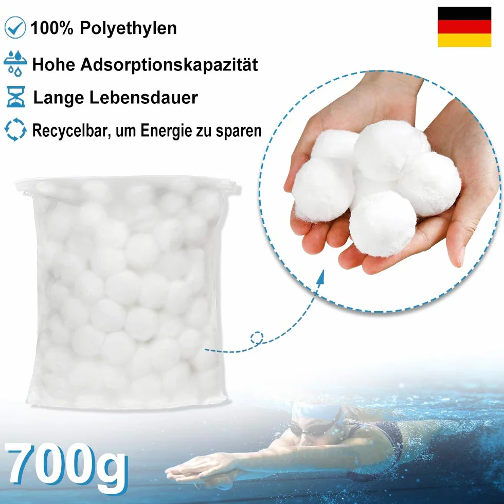 LZQ Kulki filtrujące z filtrem, materiał filtrujący, 700 g, zastępują 25 kg piasku filtrującego, filtr piaskowy do basenu, biały