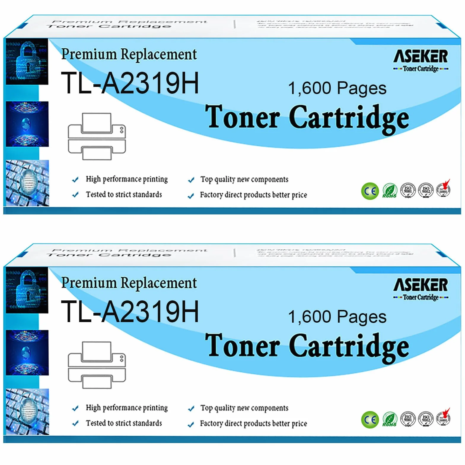 TL-A2319H TL-A2310H kaseta z tonerem 2 opakowania kompatybilna z BP2309W BM2309W BM2309AW BP2300W BM2300W BM2300AW czarna drukarka o dużej pojemności 1600 stron (BK*2)