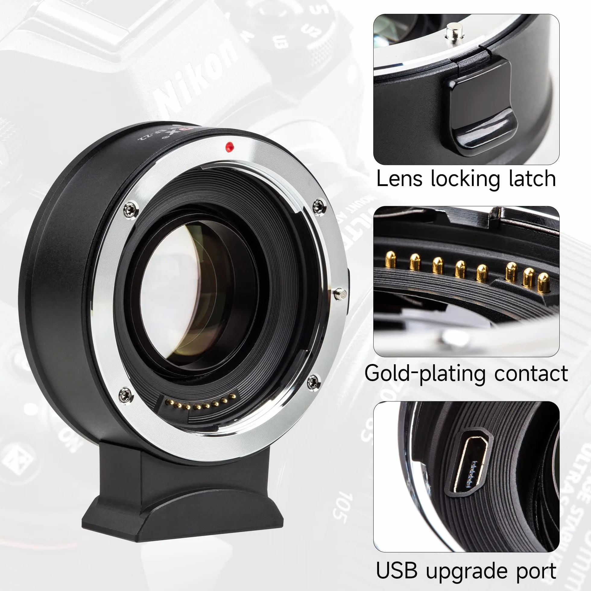 VILTROX EF-Z2 adapter obiektywu z automatyczną regulacją ostrości 0,71 x reduktor Speedbooster konwerter obiektywu kompatybilny z Canon EF Mount obiektyw do aparatów bezlusterkowych Nikon Z Z5 Z6 Z6II
