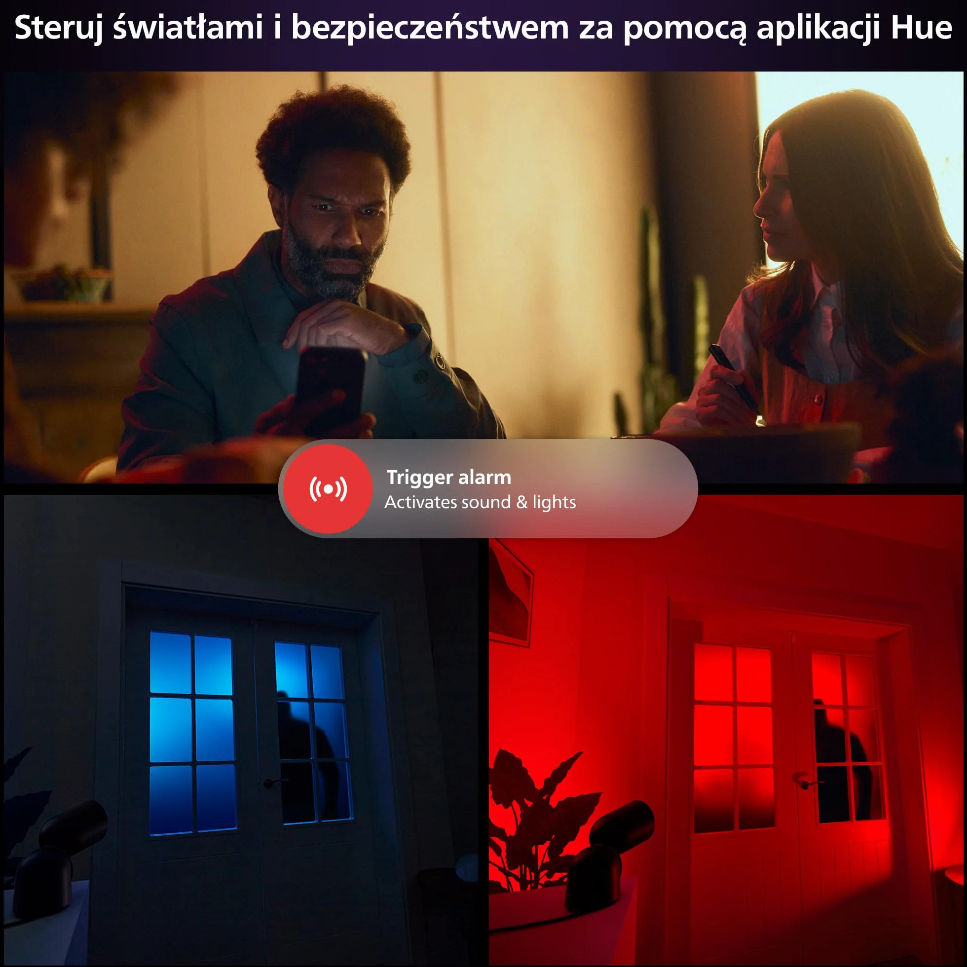 Philips Hue Kamera Raven zasilana baterią akumulatorową biała