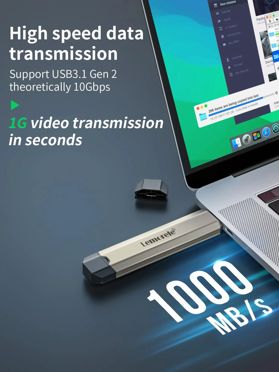 Lemorele NVMe M.2 SSD enclosure adapter, beznarzędziowy adapter zewnętrznej obudowy PCIe/SATA NVMe M.2 USB C 3.1 Gen2 (10 Gbps) dla (M-Key & M+B Key) NVMe SSD (2230/2242/2260/2280)