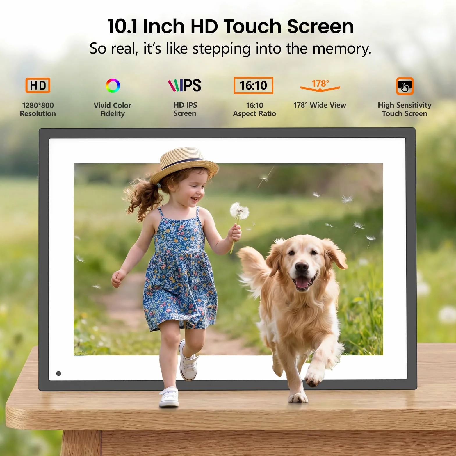 Cyfrowy planer rodzinny 10,1" Smart Frame z aplikacją Sync – intuicyjny kalendarz stołowy (1280 x 800), Dual-WLAN (2,4/5 GHz), elektroniczna ramka na zdjęcia i planer posiłków dla rodziny i seniorów