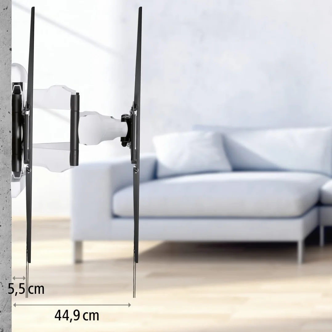 Hama Uchwyt ścienny do telewizora (3 przeguby, 90",VESA 800x600, LCD/LED, do TV, na ścianie, obracany 120 stopni, pochyły, stalowy, maks. udźwig 75 kg, zawiasy ścienne) czarny