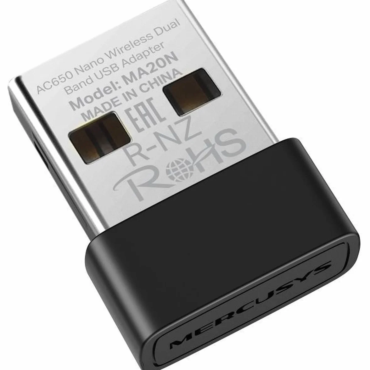 Mercusys TP-Link MA20N adapter WiFi USB karta sieciowa, AC650 Nano karta, Dual Band, USB 2.0, WPA3, Plug & Play, Windows 11/10