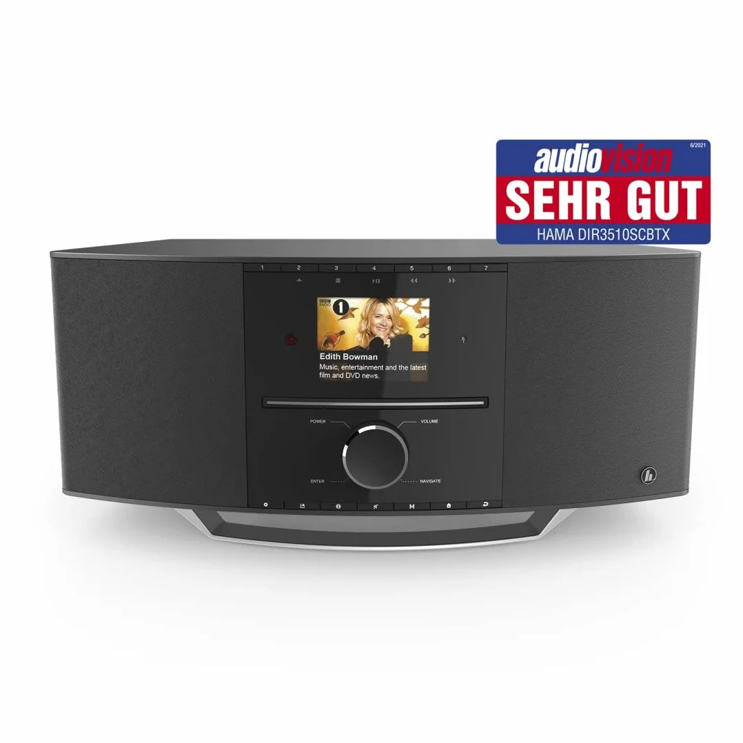 Hama radio cyfrowe DIR3510SCBTX (odbiór sygnałów FM, DAB/DAB+, obsługa Bluetooth 5, obsługa Spotify Connect, moc muzyczna 40W) czarne