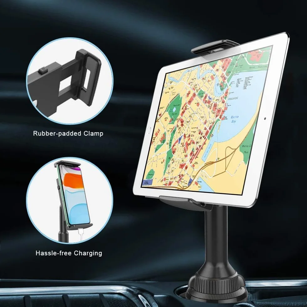 APPS2Car Samochodowy uchwyt na telefon 2 w 1 regulowany kompatybilny z tabletami 4,3-11"