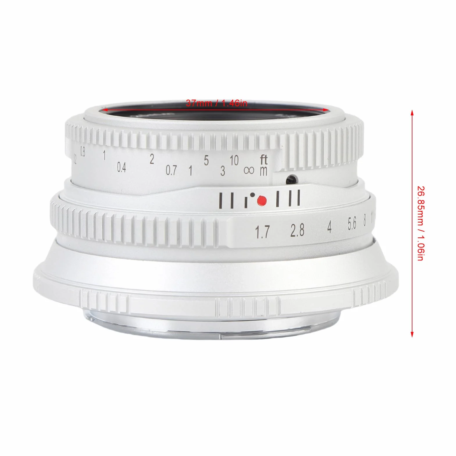 Fabater Obiektyw 25 Mm F1.7 z ręczną regulacją Ostrości, Mocowanie FX i dużą przysłoną, z ręczną regulacją Ostrości Prime Stały Obiektyw do X-E1 X-E2, (SILVER)