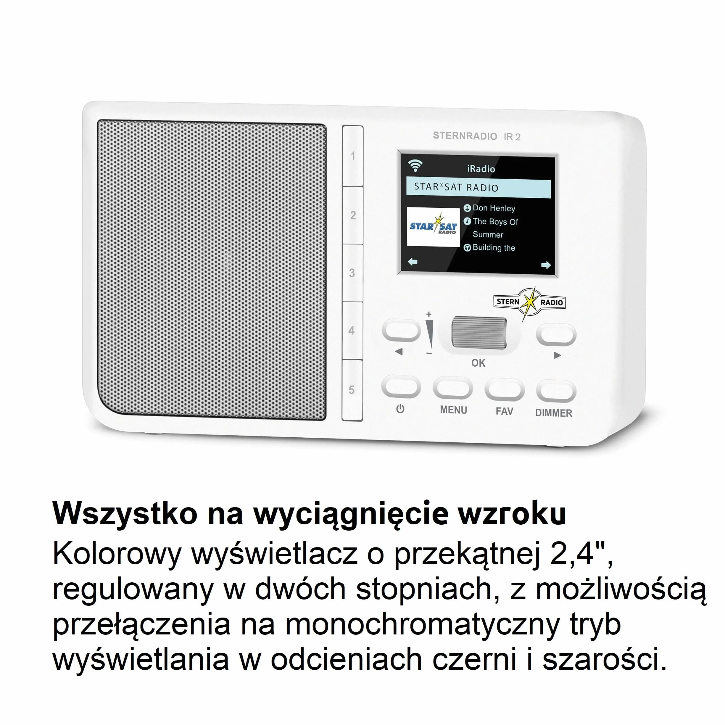 TechniSat STERNRADIO IR 2 - kompaktowe radio internetowe (WiFi, wymienny akumulator, programowalne przyciski, stacje do snu, budzik, timer uśpienia, drzemka, AUX, sterowanie aplikacją) białe