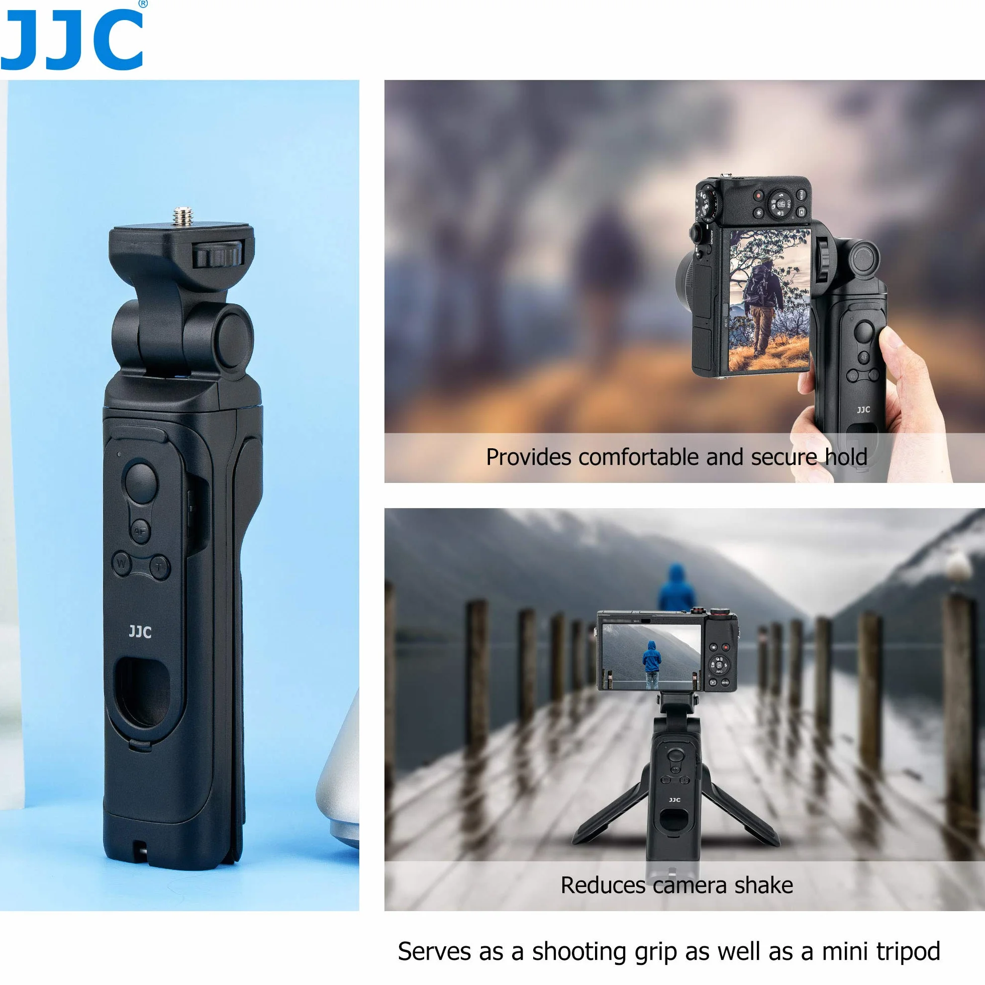 JJC HG-100TBR wymienny uchwyt do statywu strzeleckiego Bluetooth do Canon R50 R10 R8 R7 R6II R6 RP R M6II M50 M200 G5XII G7XIII SX70HS itp. Aparat, selfie, wideo, vlogowanie