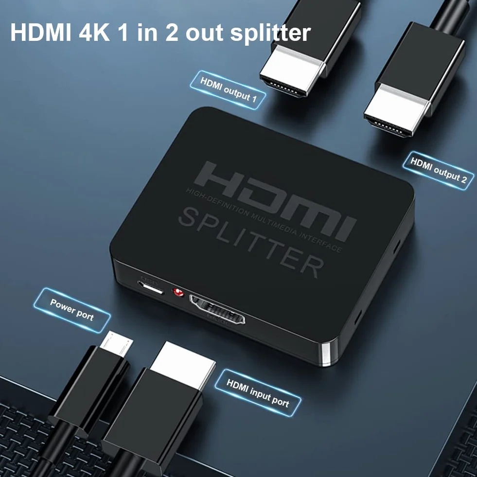 Rozdzielacz HDMI SELIACR 1080p Full HD 3D 4K do MacBook, Xbox, PS4, PS3, odtwarzacza Blu-Ray, DVD, HDTV z kablem zasilajacym micro USB