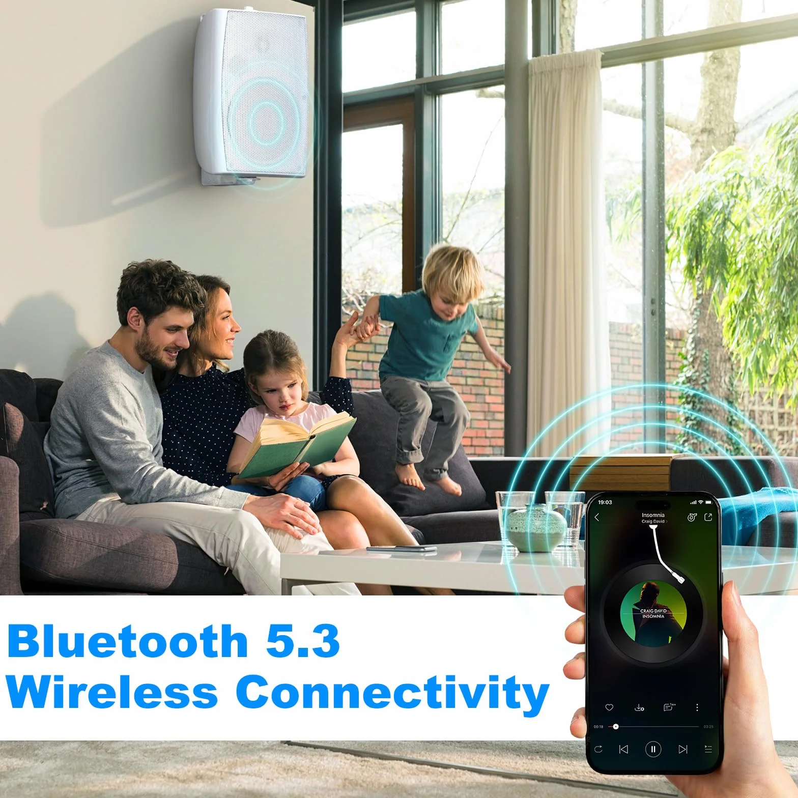 Herdio 8-calowe wewnętrzne głośniki Bluetooth na zewnątrz wodoodporne białe