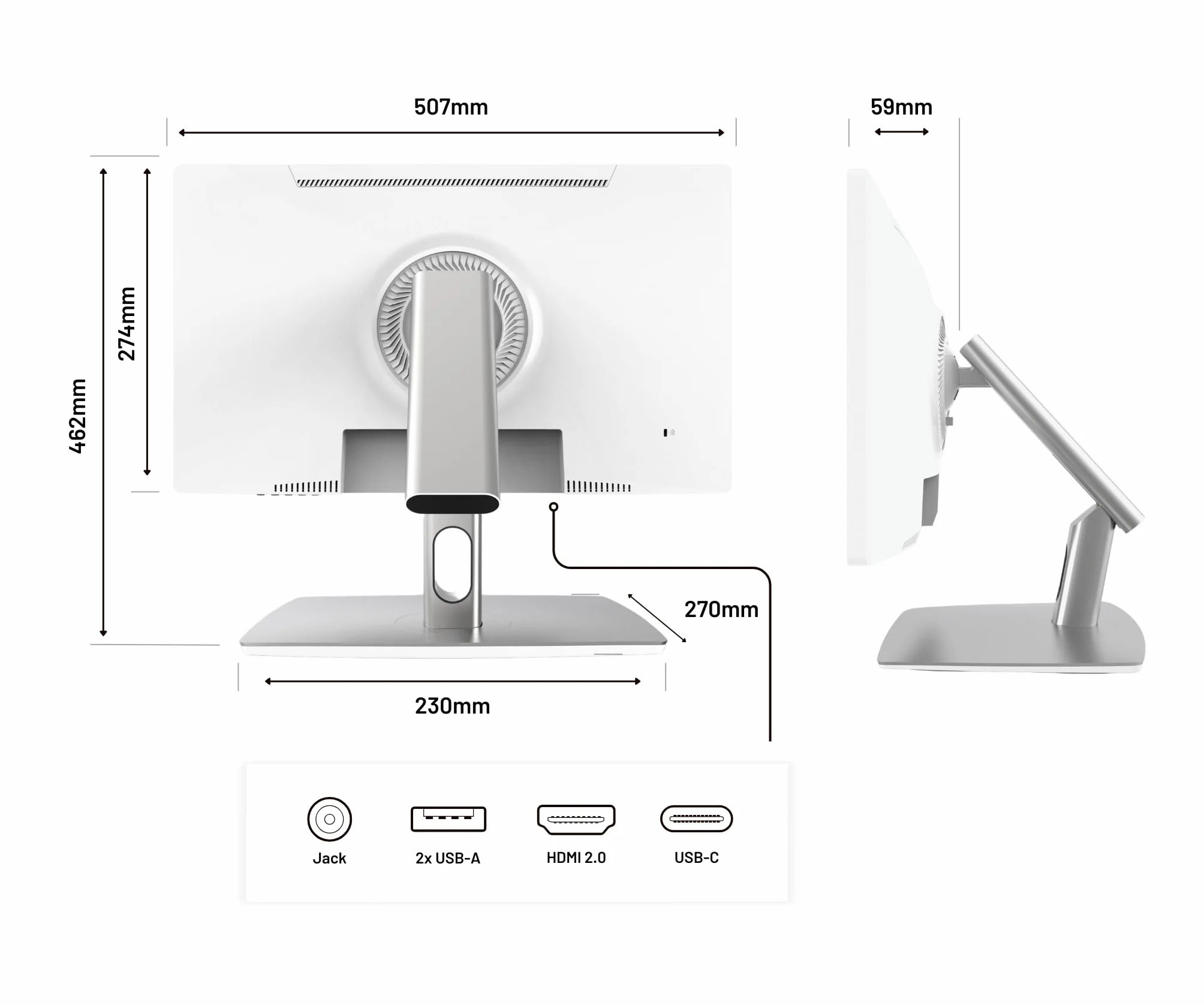 JAPANNEXT Biały ekran dotykowy PC 21,5" z przegubowym ramieniem IPS Full HD (1920 x 1080) | HDR | Ładowanie przez USB-C(65W) wysokość i regulowane nachylenie (HSP) | G-Sync/FreeSync | | HDR | Regulowane nachylenie Wbudowane głośniki | 100% sRGB G-Sync/Fre