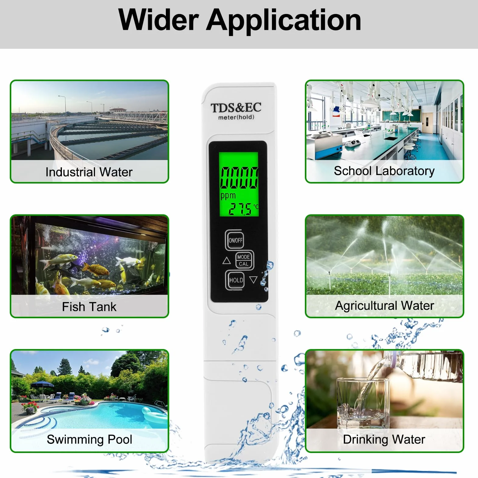 Aideepen Tester TDS 3 w 1 EC ppm dla wody pitnej z podświetleniem