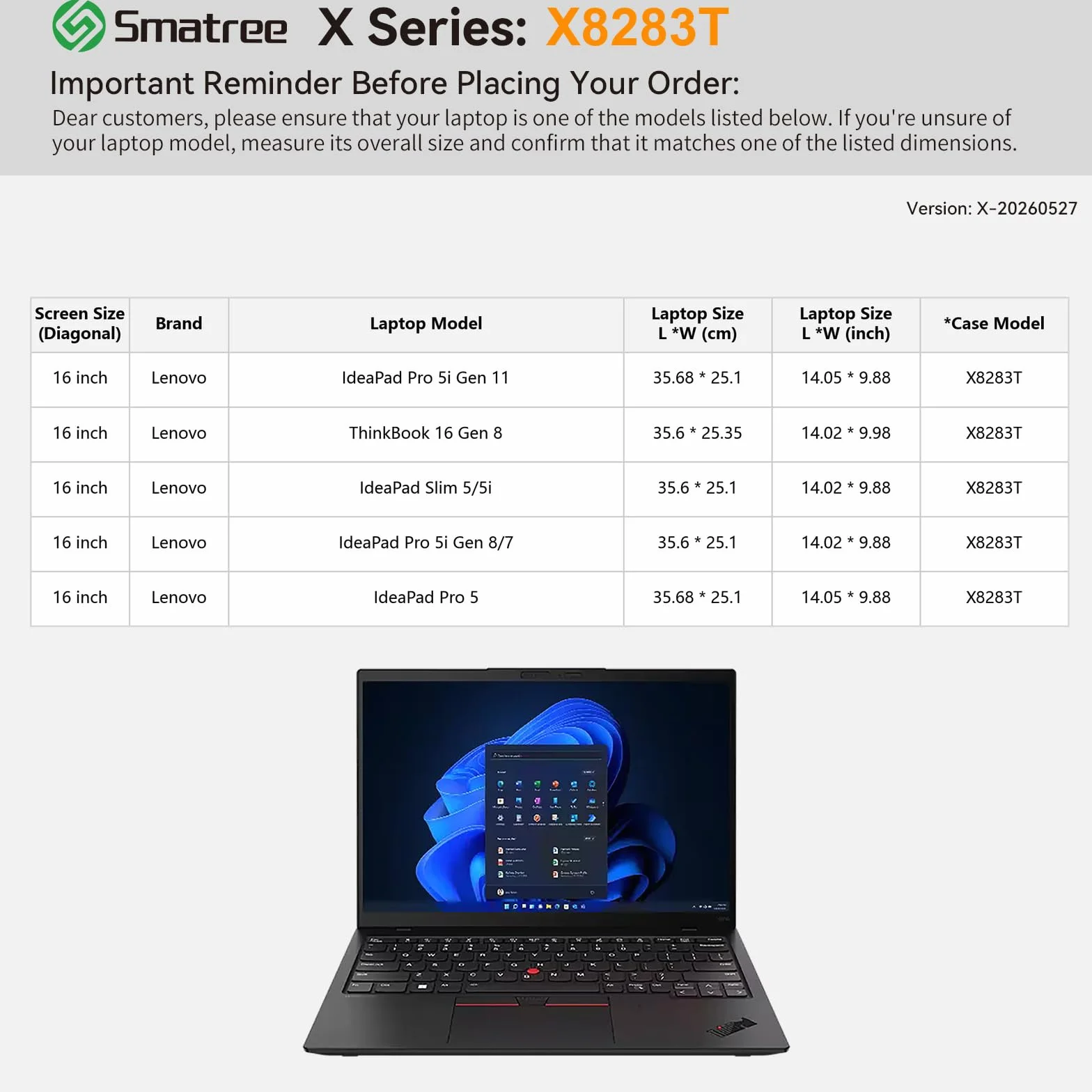 Smatree Twardy rękaw ochronny EVA, kompatybilny z 40.6 cm Lenovo ThinkBook 16 Gen 8, 40.6 cm IdeaPad Slim 5i/5, do laptopa Lenovo IdeaPad Pro 5/5i, wodoodporne i odporne na wstrząsy etui na laptopa