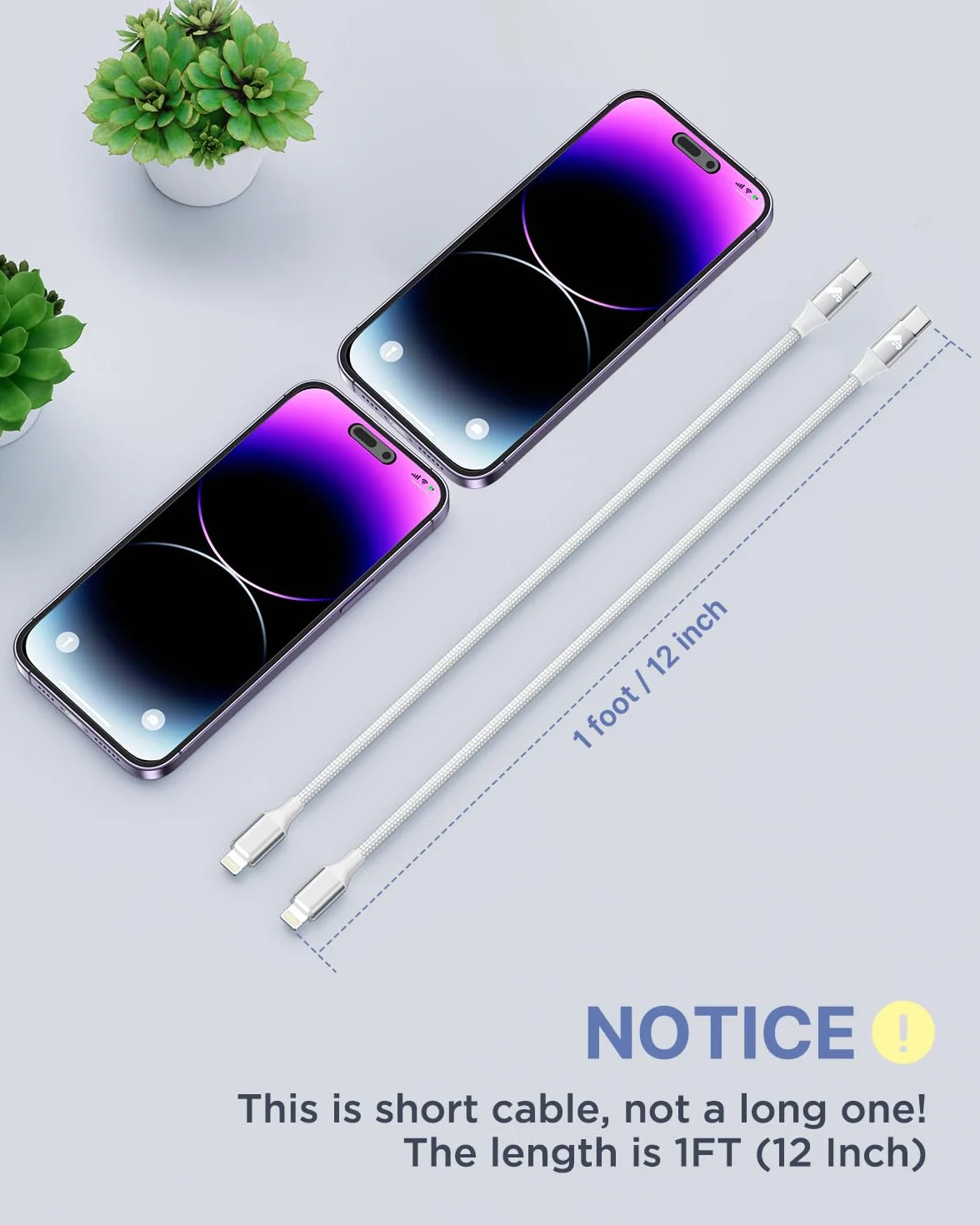 Kabel USB C do podświetlania, krótki, kabel Power-Delivery USB-C, certyfikat MFi, pleciony kabel do ładowania iPhone'a typu C, szybkie ładowanie do iPhone 14, 13, 12, 11 Pro Max, XR, XS, X, 8 Plus,
