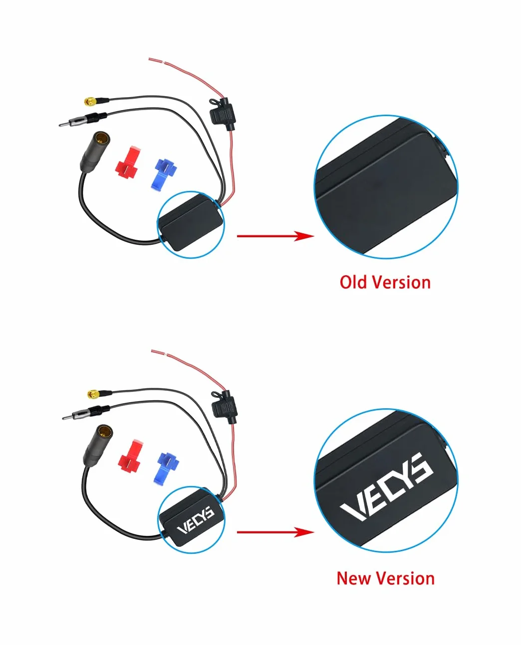 Vecys FM/AM DAB DAB+ Antena Samochodowa Wzmacniacz Sygnału DIN Męski do DIN żeński do SMA Męski Adapter 12V Radio Samochodowe Wzmacniacz Sygnału dla Audio Stereo Cyfrowe Radio Samochodowe
