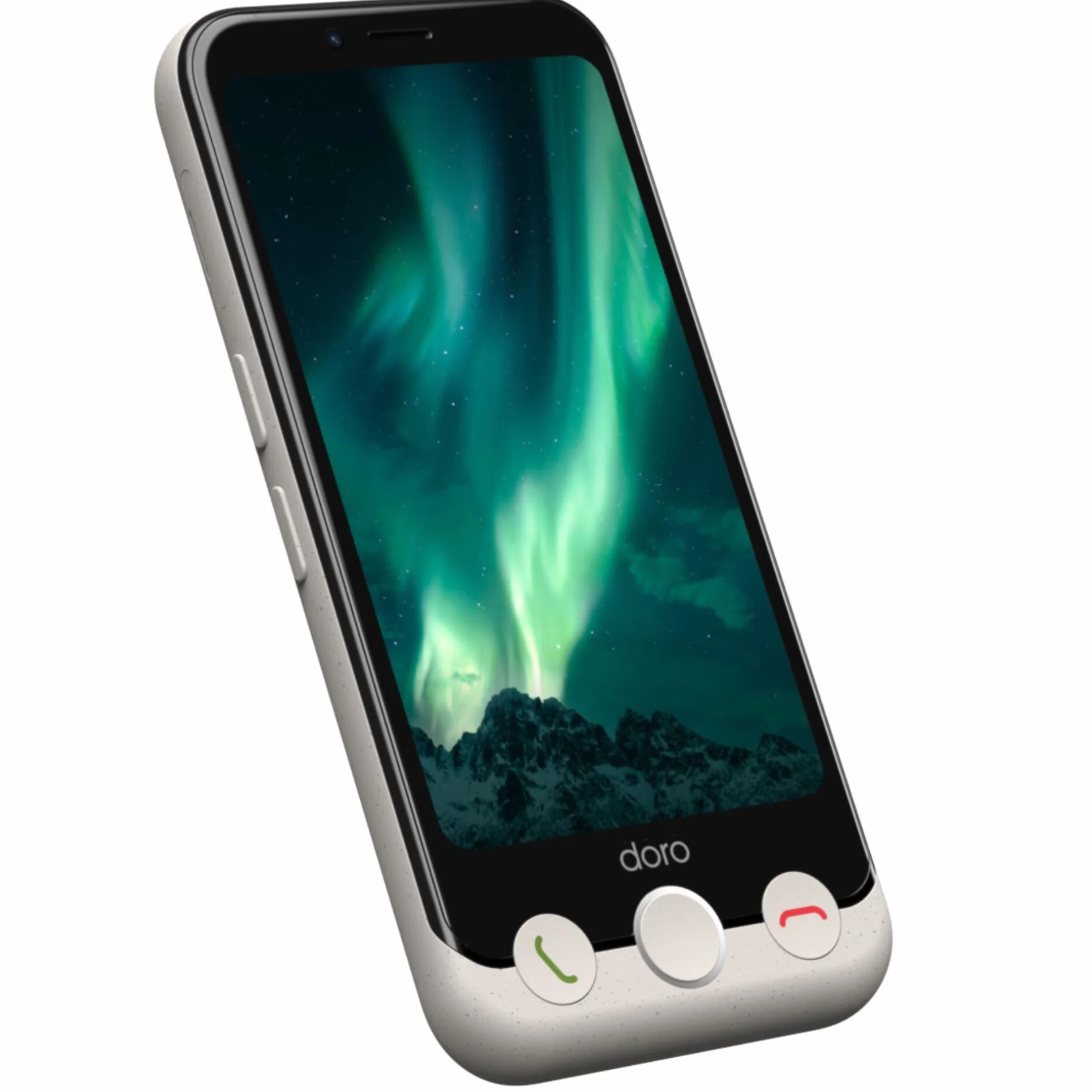 DORO - Smartfon Doro Aurora A10 - Telefon komórkowy dla seniorów - Łatwy w użyciu - Przycisk wspomagający z lokalizacją GPS - Kompatybilny z aparatami słuchowymi - Kabel USB w zestawie - Biały