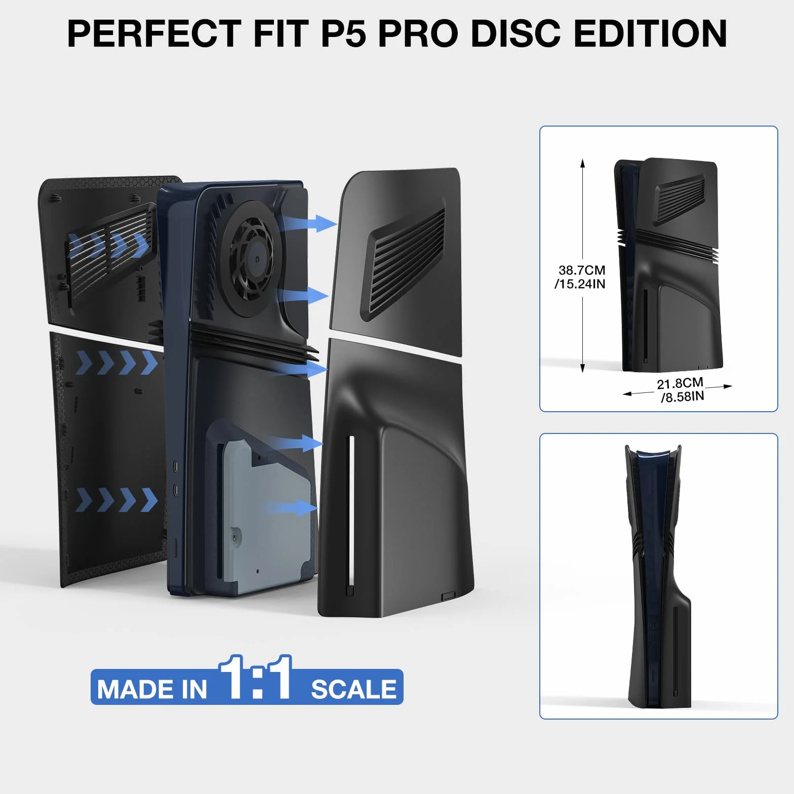 InnoAura P5 Pro Cover for Disc Edition - Płyta czołowa z rowkiem wentylacyjnym i filtrem przeciwpyłowym, odporna na zarysowania i kurz ochrona na dysk 2024 (czarny)