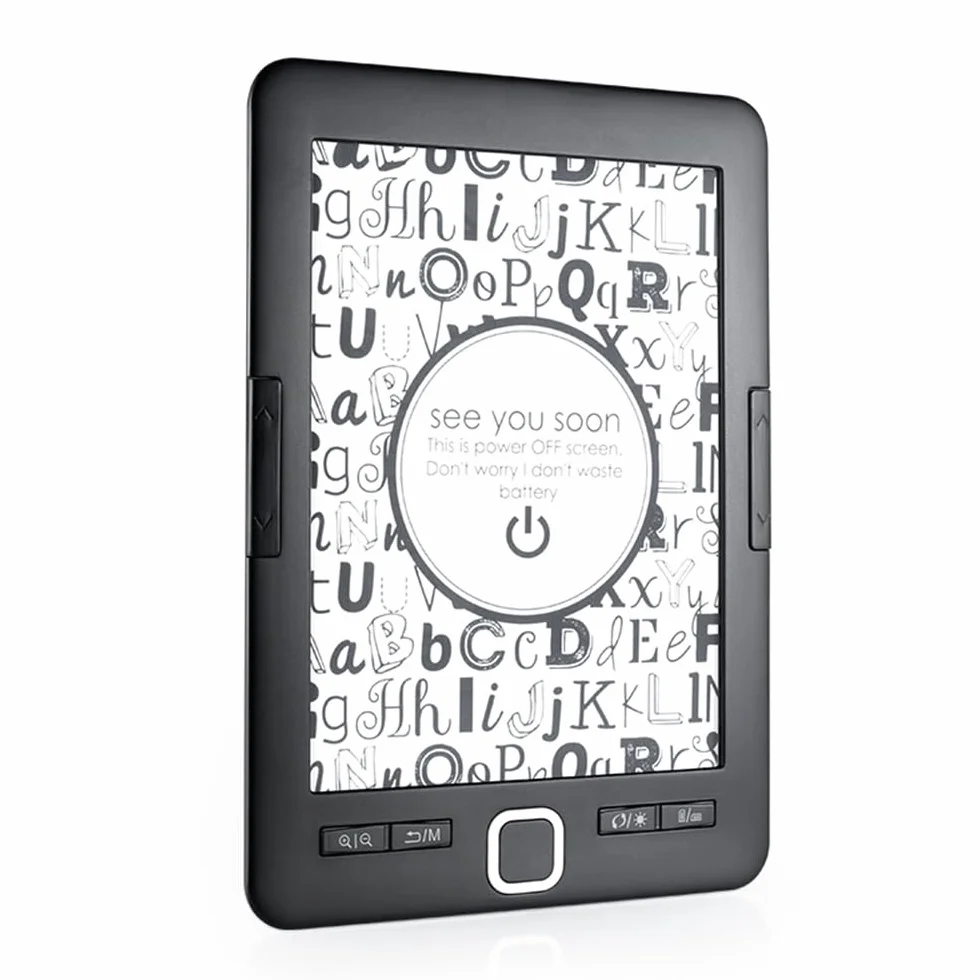 docooler 6-calowy czytnik e-booków, antyodblaskowy i przyjazny dla oczu, z etui ochronnym, wyświetlaczem LED, lekki, Audio i wideo, czytnik PDF, czarny