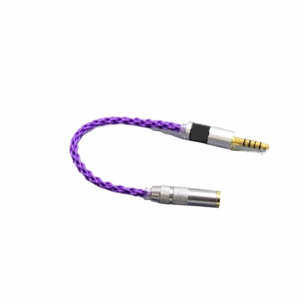 HiFi 4,4 mm zbalansowany adapter do słuchawek kabel audio 4,4 do 2,5 mm męski na żeński fioletowy (1,5 m)