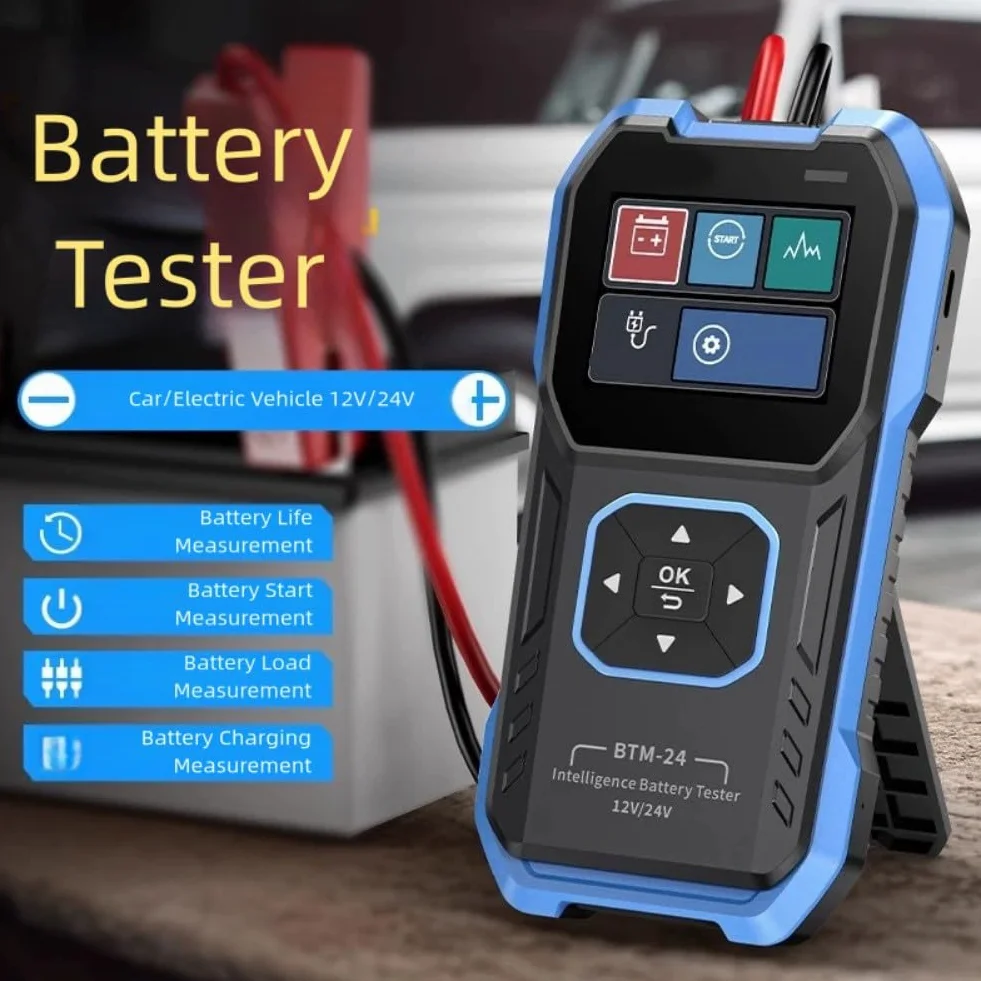BTM-24 tester akumulatora samochodowego z ochroną przed przepięciem, tester napięcia i pojemności 12 V/24 V