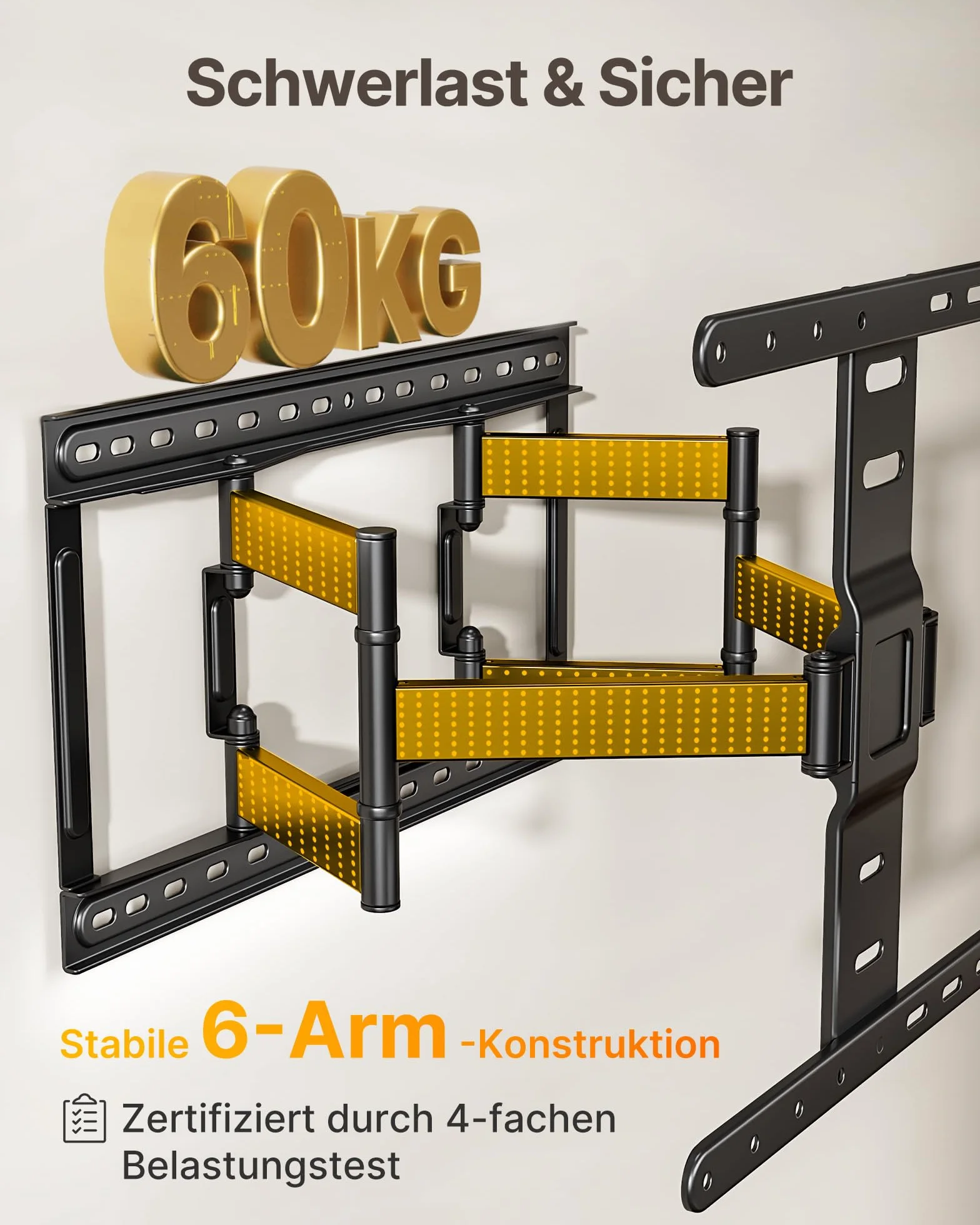 monTEK 1,1" Ultra Slim uchwyt ścienny do telewizorów 37-75" do 60 kg | Uchwyt TV wychylny, pochylany i wysuwany, niski profil, w pełni ruchomy, 4-krotny udźwig, maks. VESA 400 x 400 mm