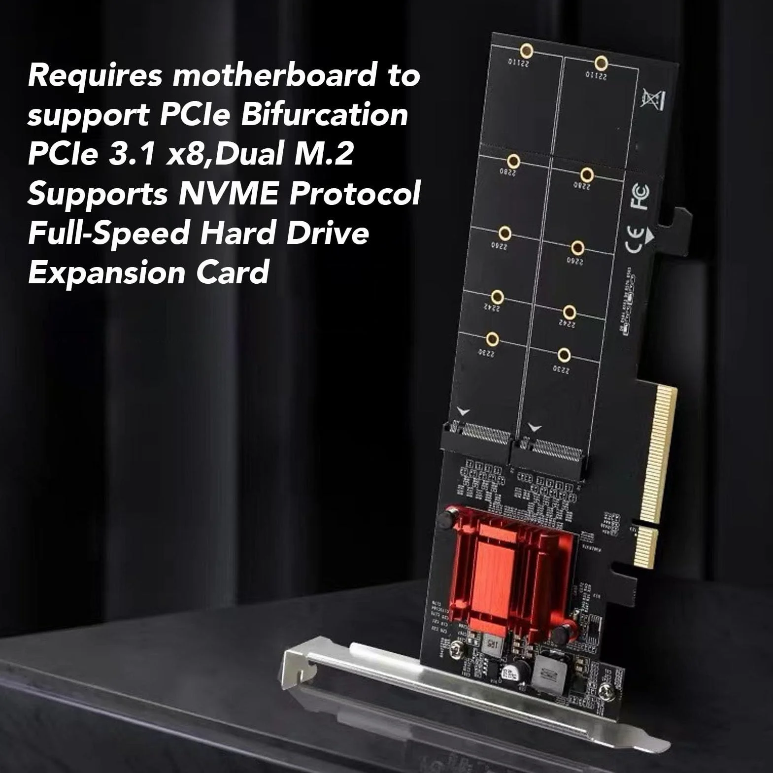 Bewinner Podwójny Adapter NVMe PCIe |Chipset ASM1812, 2 Gniazda M.2, Obsługa Dysków SSD 2230-22110, prędkość PCIe 3.1 X4, zgodność Programowa z RAID