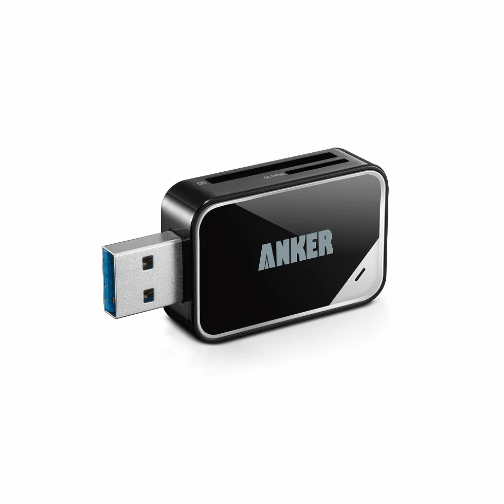Anker USB 3.0 SD/TF Memory Card Reader 2 Slots Card Reader for SDXC, SDHC, SD, MMC, RS-MMC, Micro SDXC, Micro SD, Micro SDHC Card, Supports UHS-I Cards