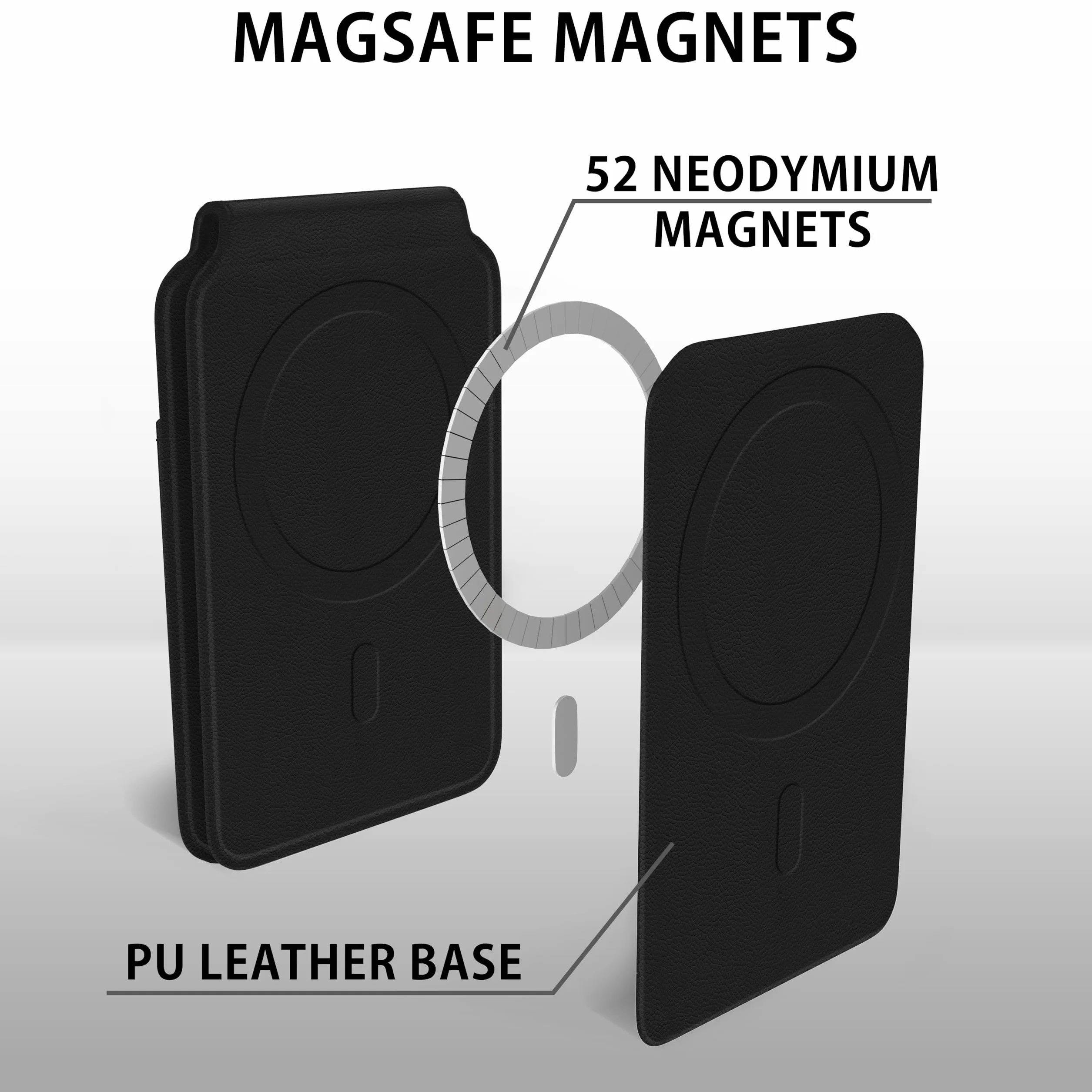 MyGadget Magnetyczny portfel Magsafe - z 2 przegródkami na karty - z funkcją stojaka - kompatybilny z Apple iPhone 15 I 14 I 13 I 12 Series - czarny