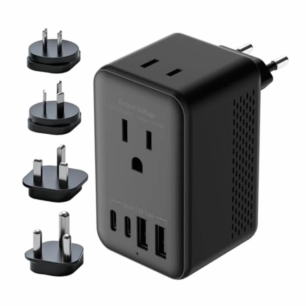 Konwerter napięcia podróży 220 V na 110 V | Kolor czarny