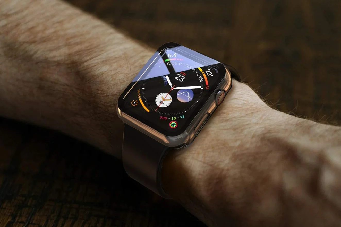Misxi Twarde etui z poliwęglanu z osłoną ekranu ze szkła hartowanego, kompatybilne z Apple Watch SE 2 (2024) SE Series 6 Series 5 Series 4 44 mm, odporne na zarysowania ogólne etui ochronne do iWatch,