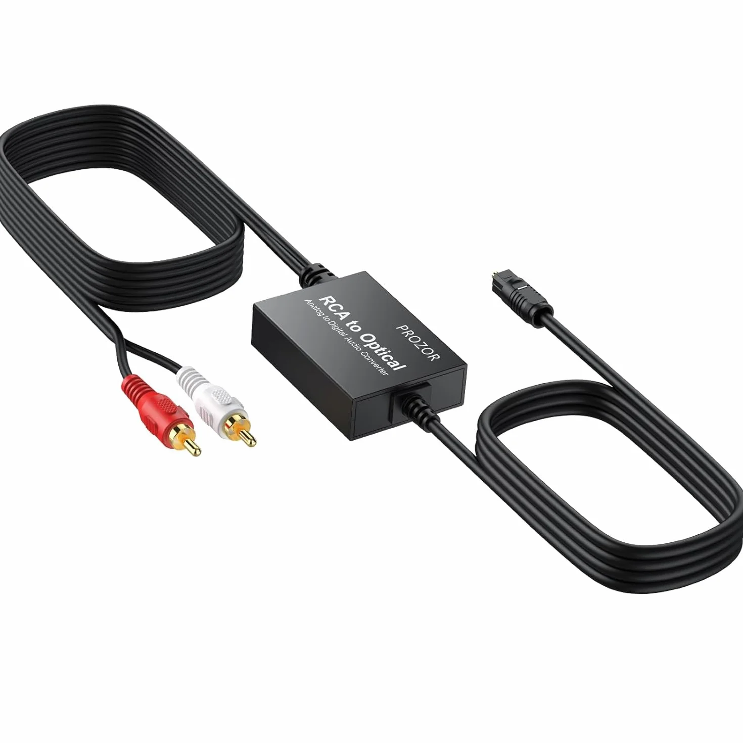 PROZOR Konwerter RCA na SPDIF 2,1 m kabel do optycznego + 1 m kabel RCA Adapter audio do Toslink cyfrowy SPDIF do HDTV gramofonów CD DVD do Soundbara