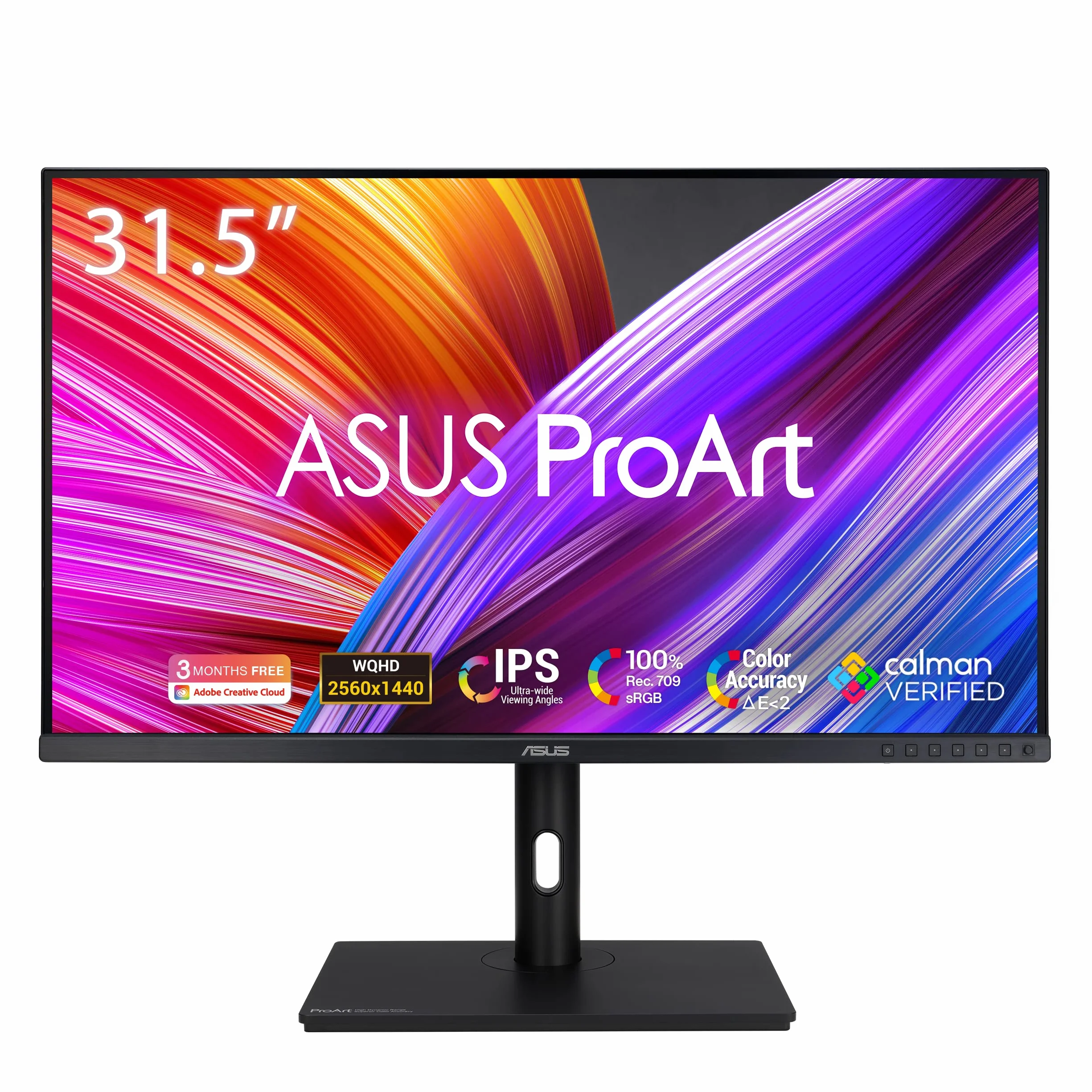 ASUS ProArt PA328QV profesjonalny monitor 31,5", WQHD, 16:9 IPS, 2560 x 1440, ergonomiczny, Pivot, Calman, wysoka wierność kolorów, HDR 10, DisplayPort, HDMI, koncentrator USB