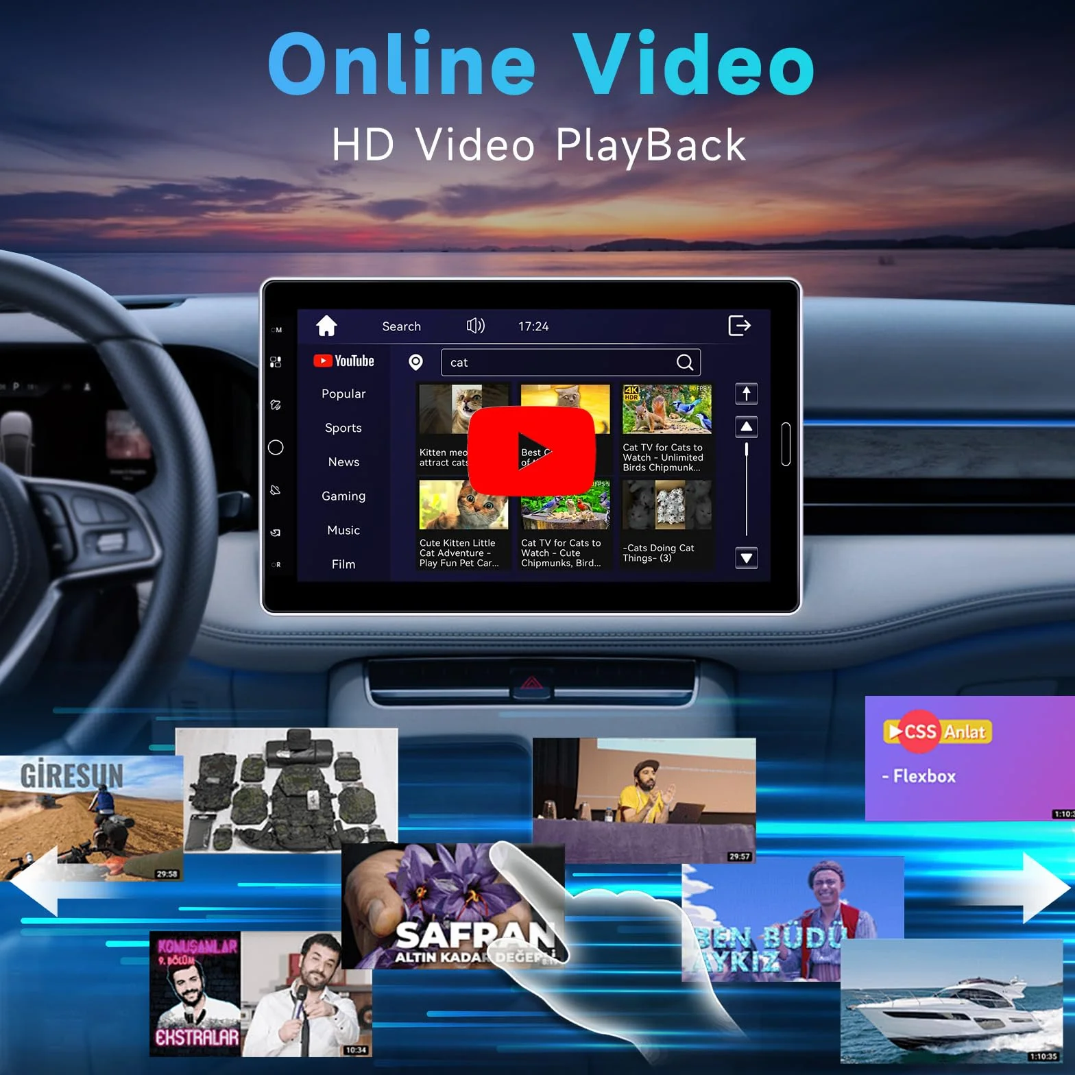 Hodozzy Radio samochodowe 1 DIN z ekranem 10,1 cala, bezprzewodowy Carplay, Android Auto, radio ekran dotykowy 1 Din Bluetooth AM/FM/RDS, MirrorLink EQ USB/AUX odtwarzanie wideo online + kamera
