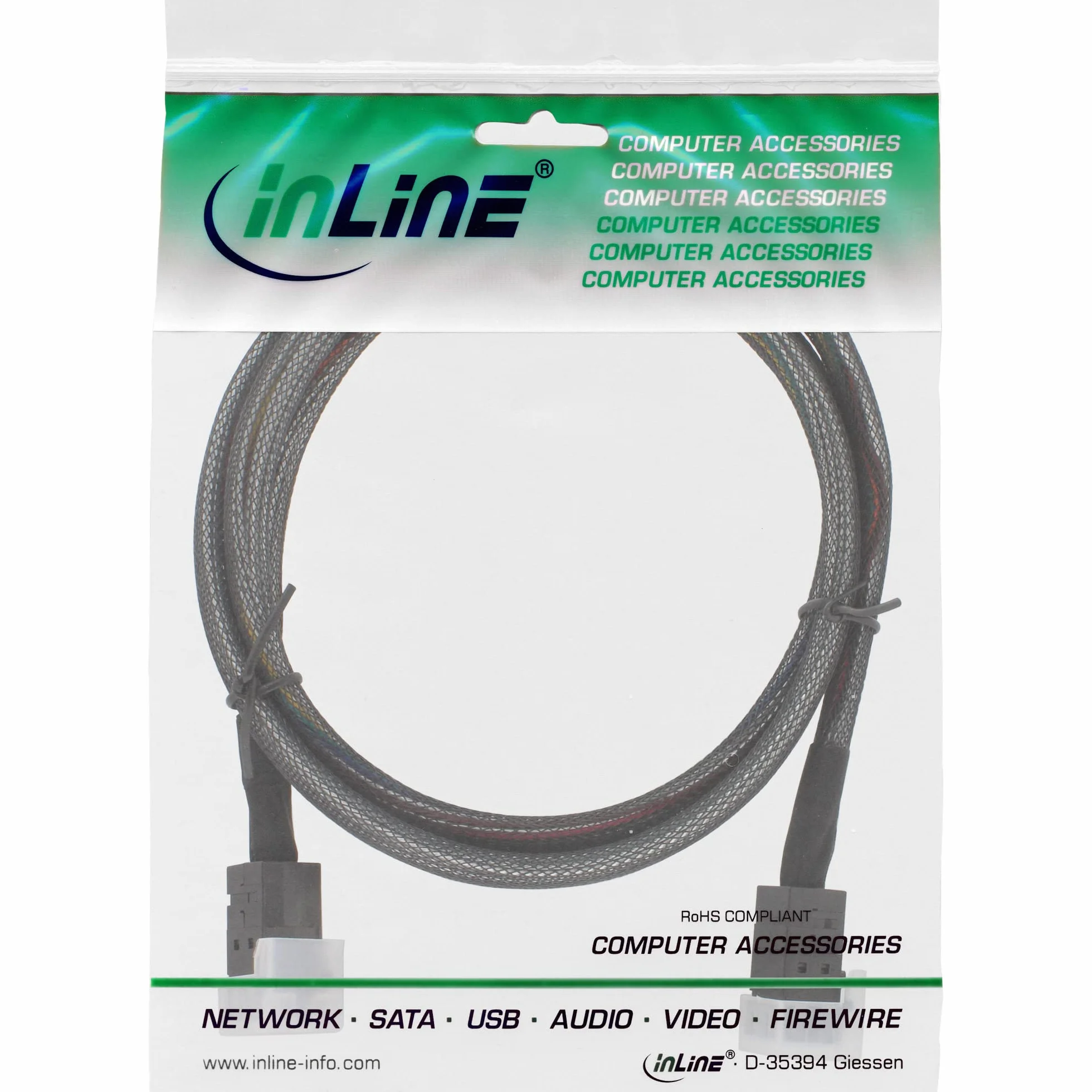 InLine 27625B Mini-SAS HD kabel SFF-8643 do SFF-8643, z taśmą boczną, 1m