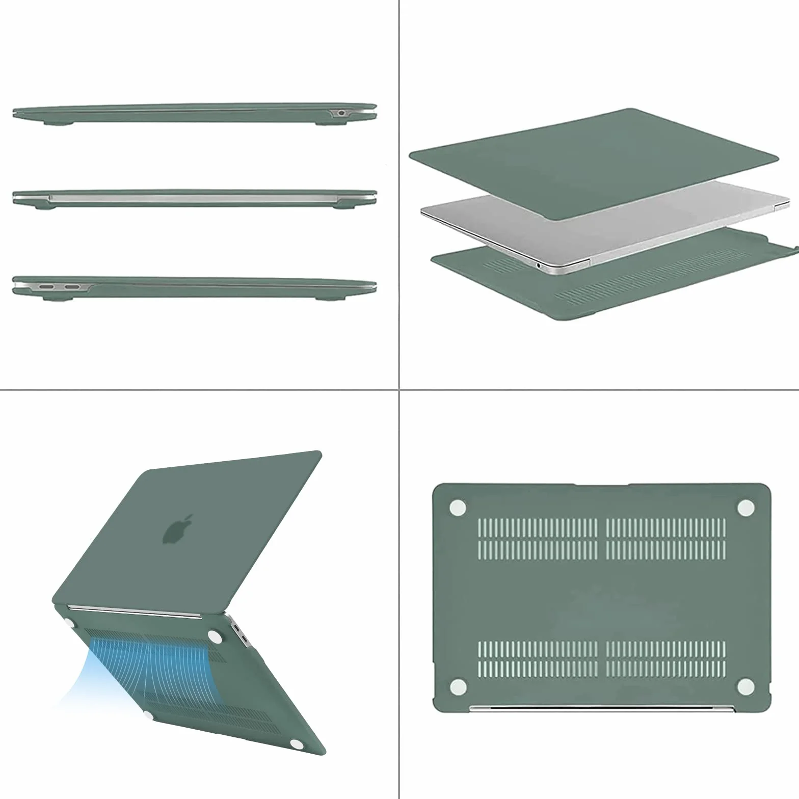 MOSISO Etui kompatybilne z MacBook Air 13 Pokrowiec M1 Chip A2337 A2179 A1932 2021 2020 2019 2018 Retina Touch ID,ochraniacz ekranu, kompatybilny z MacBook Air M1 Cover 13,3 cala, zielony Midnight